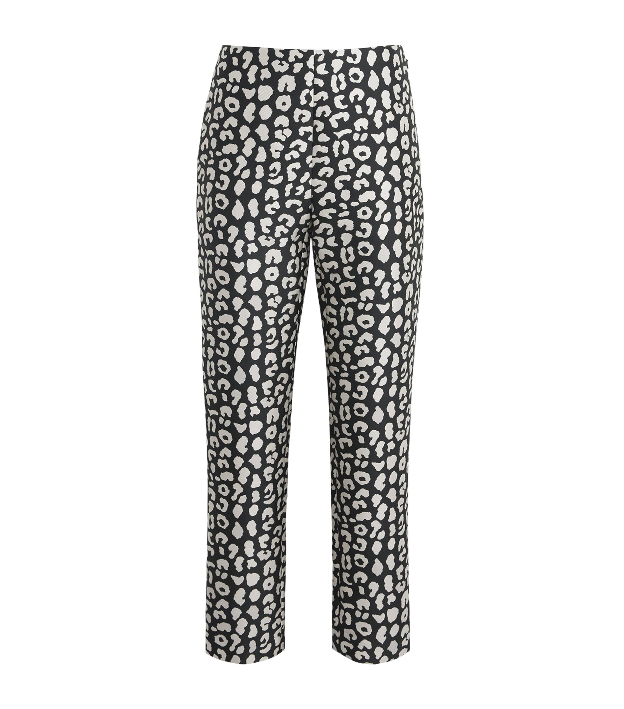 Carolina Herrera Womens Leopard Jacquard Cigarette Trousers Black/ivory