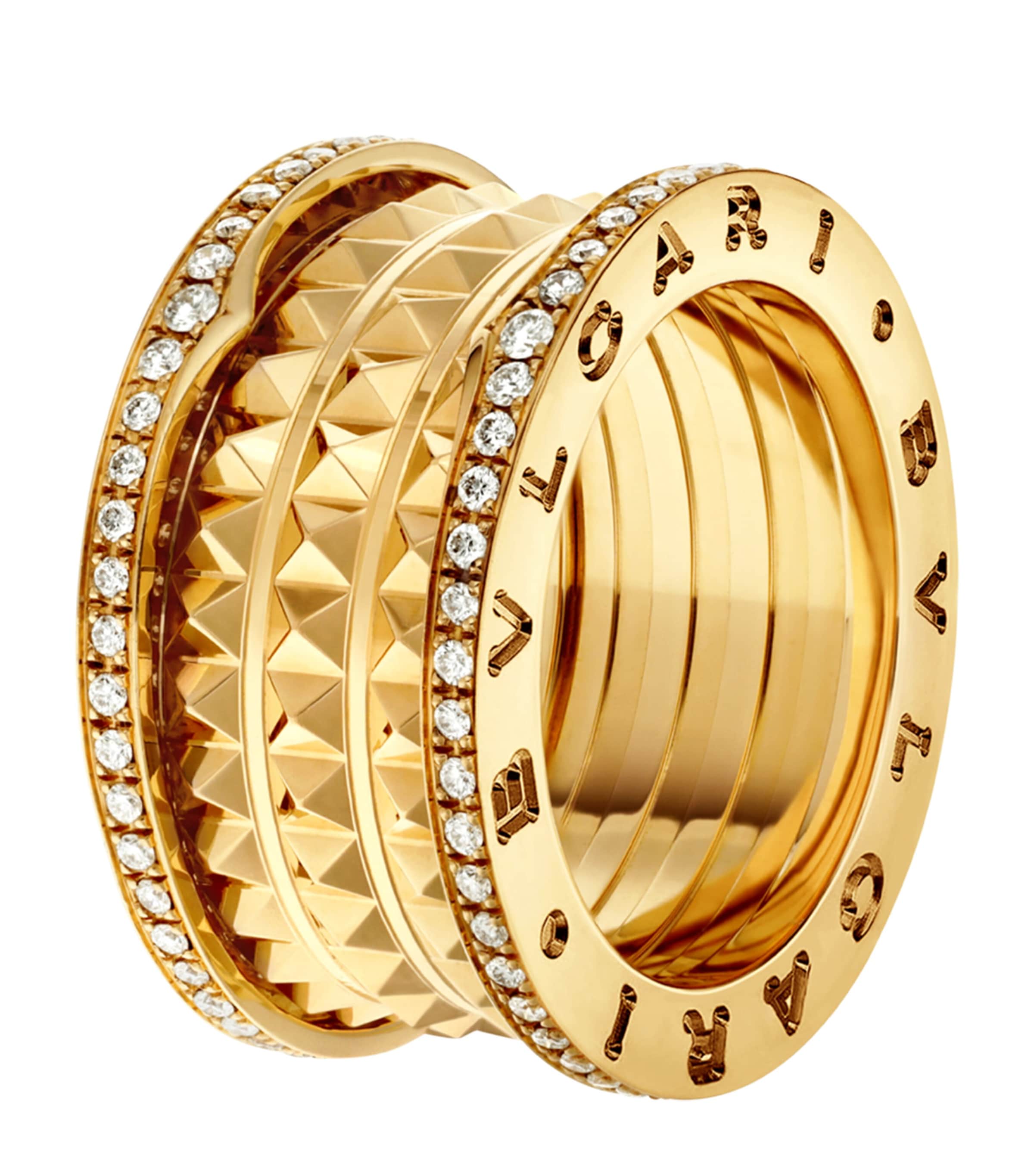 Yellow Gold and Diamond B.zero1 Rock Four-Band Ring