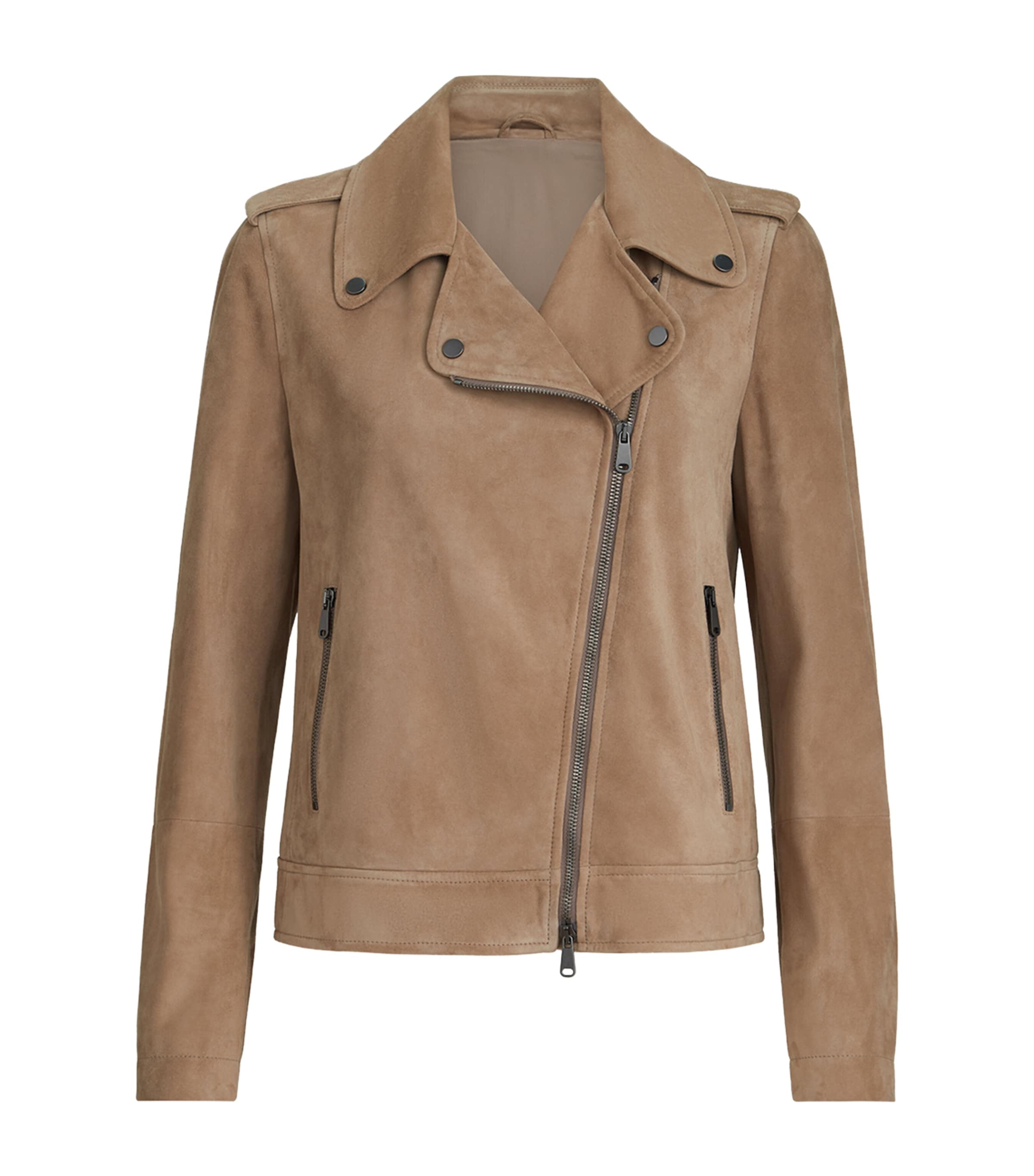 Brunello Cucinelli Womens Suede Biker Jacket