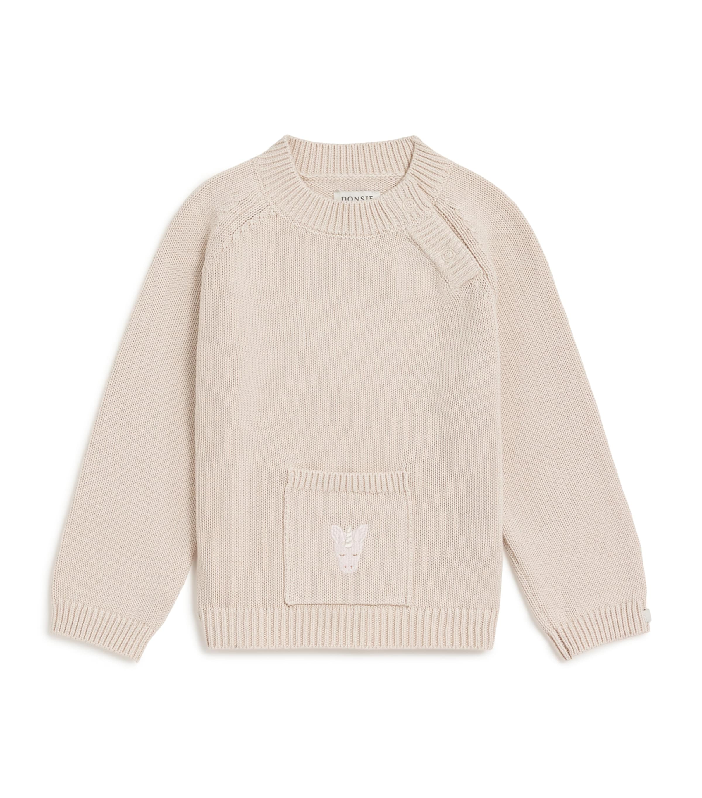 Donsje Organic Cotton Unicorn Loeke Sweater (6-30 Months) Sand