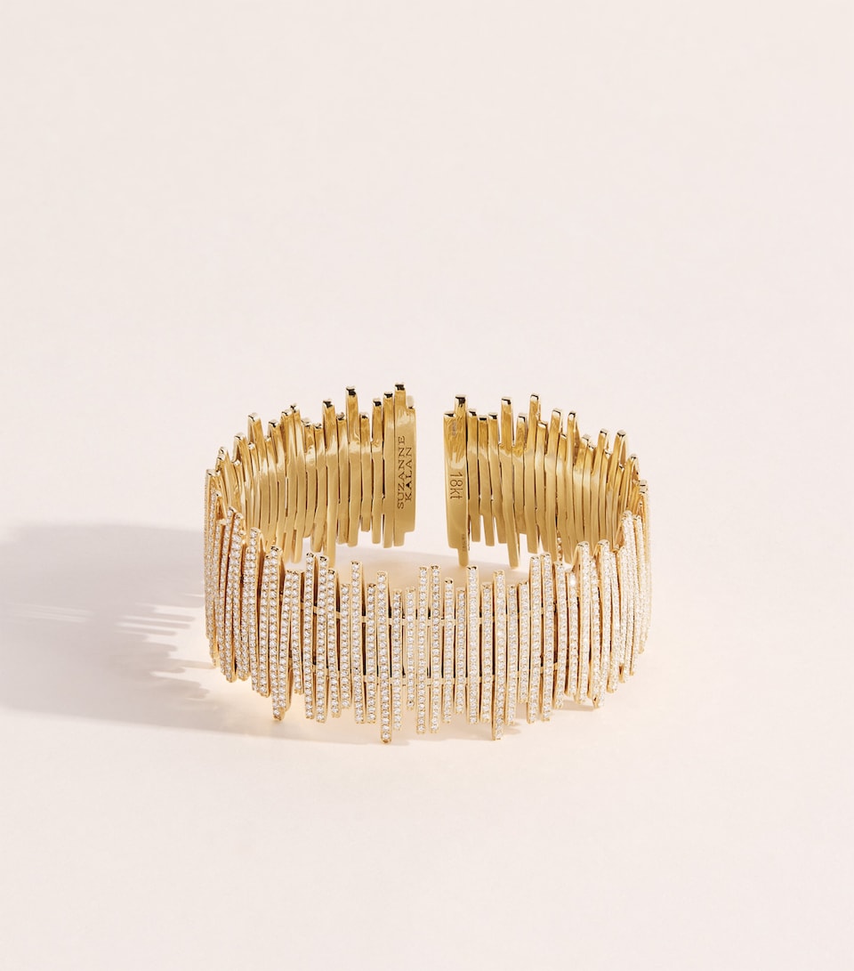 Suzanne Kalan Yellow Gold and Diamond Inlay Bangle Yg/wd