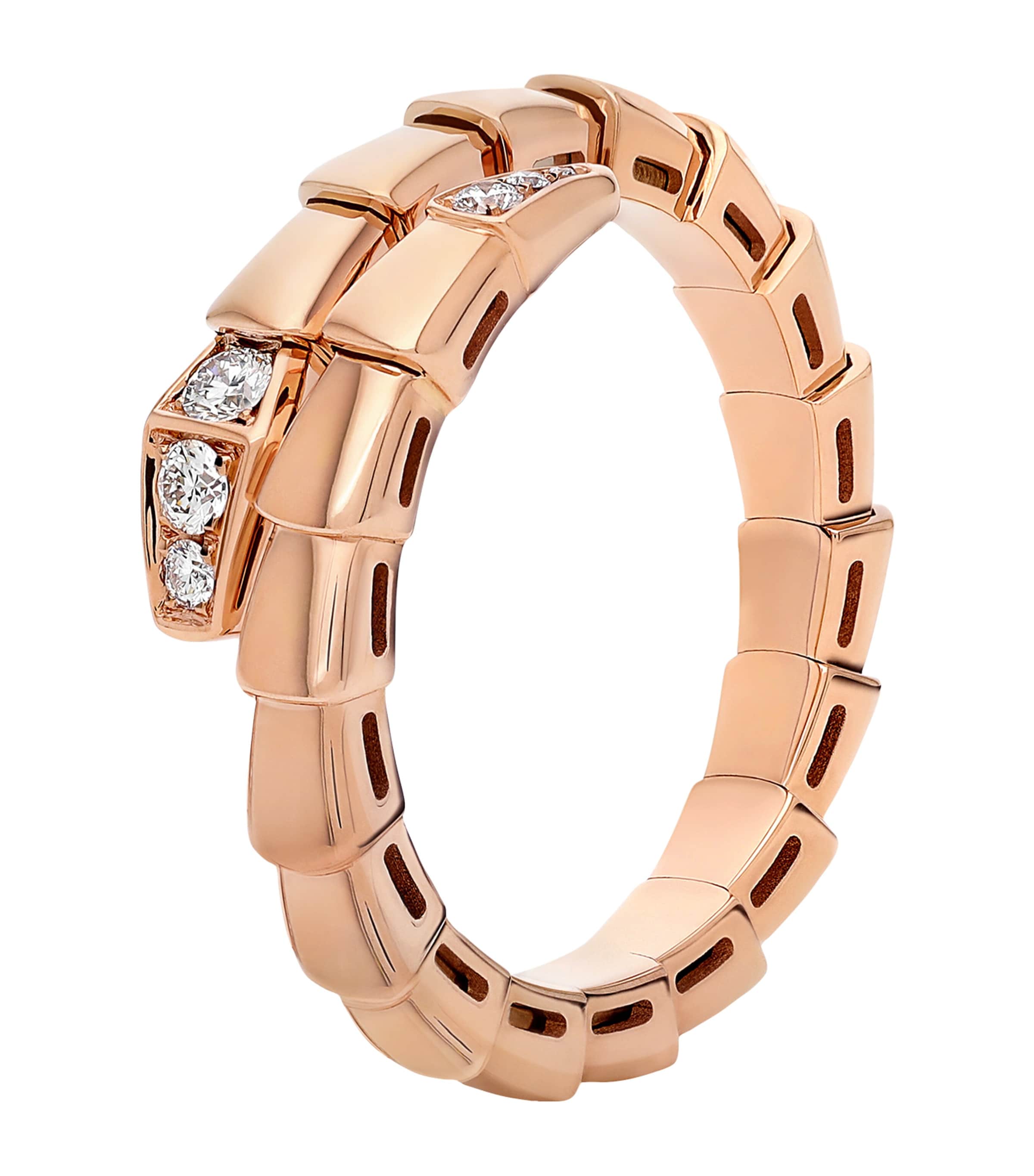 Bvlgari Rose Gold and Diamond Serpenti Viper Ring Pink Gold
