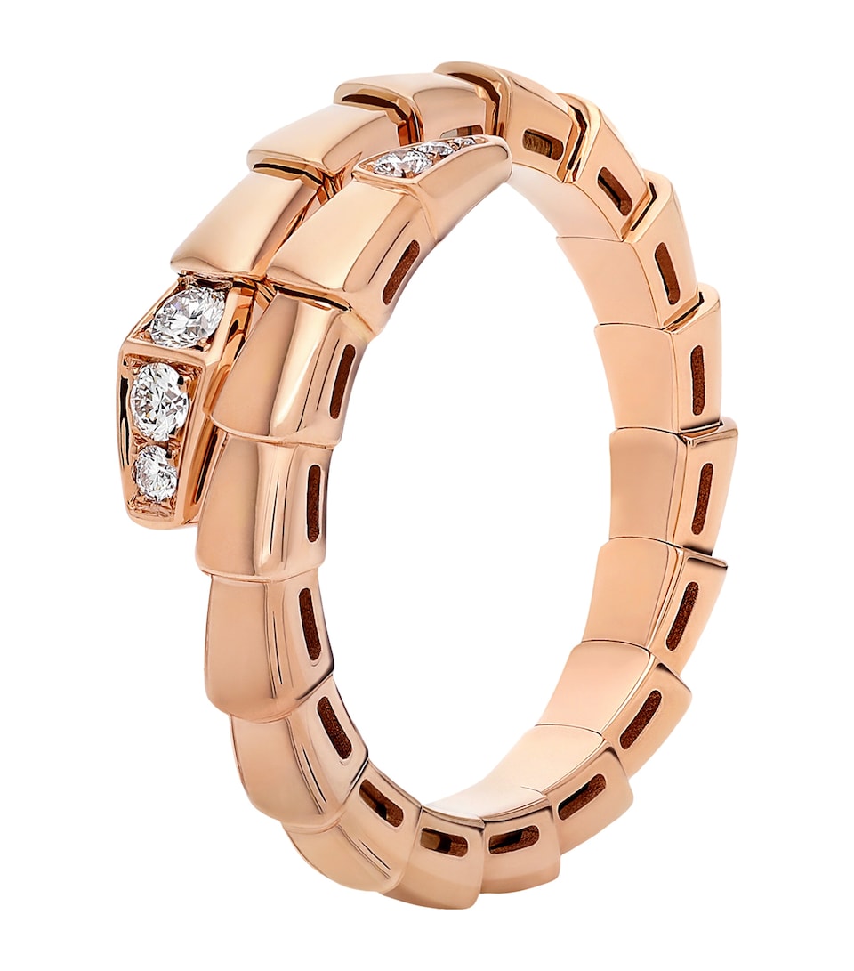 Bvlgari Rose Gold and Diamond Serpenti Viper Ring Pink Gold