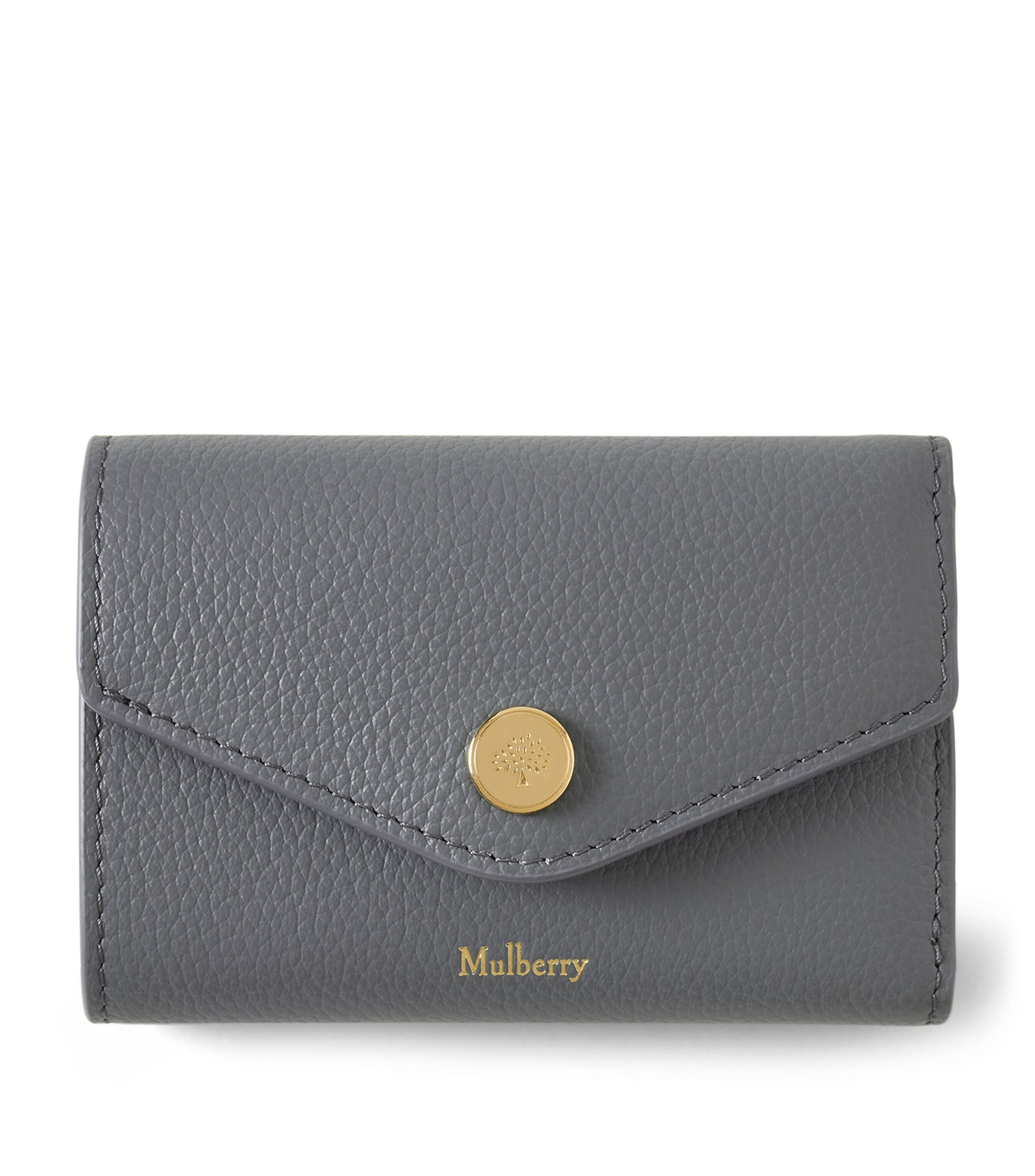Mulberry Leather Folded Wallet Foggy Grey