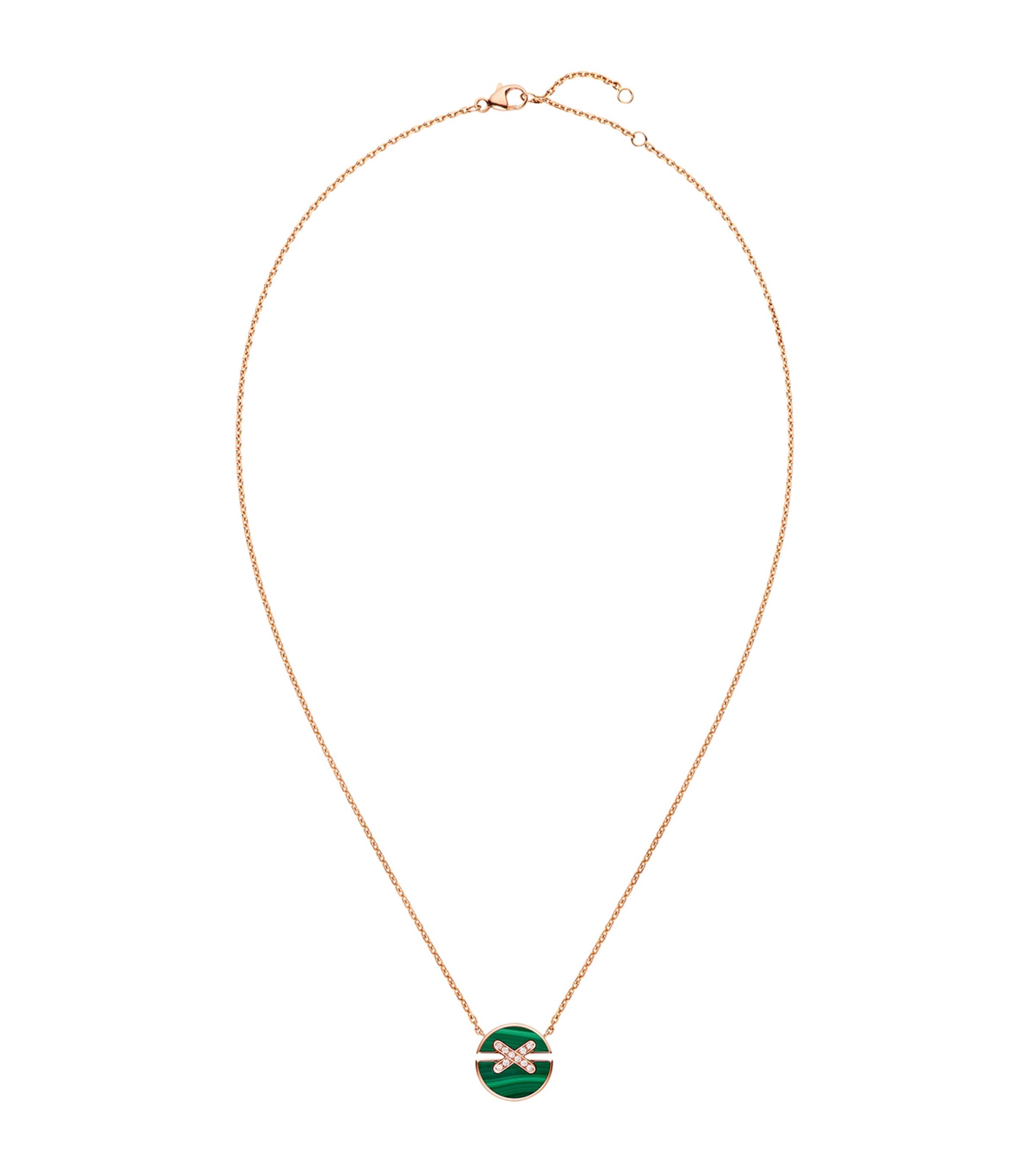 Small Rose Gold, Malachite and Diamond Harmony Pendant Necklace