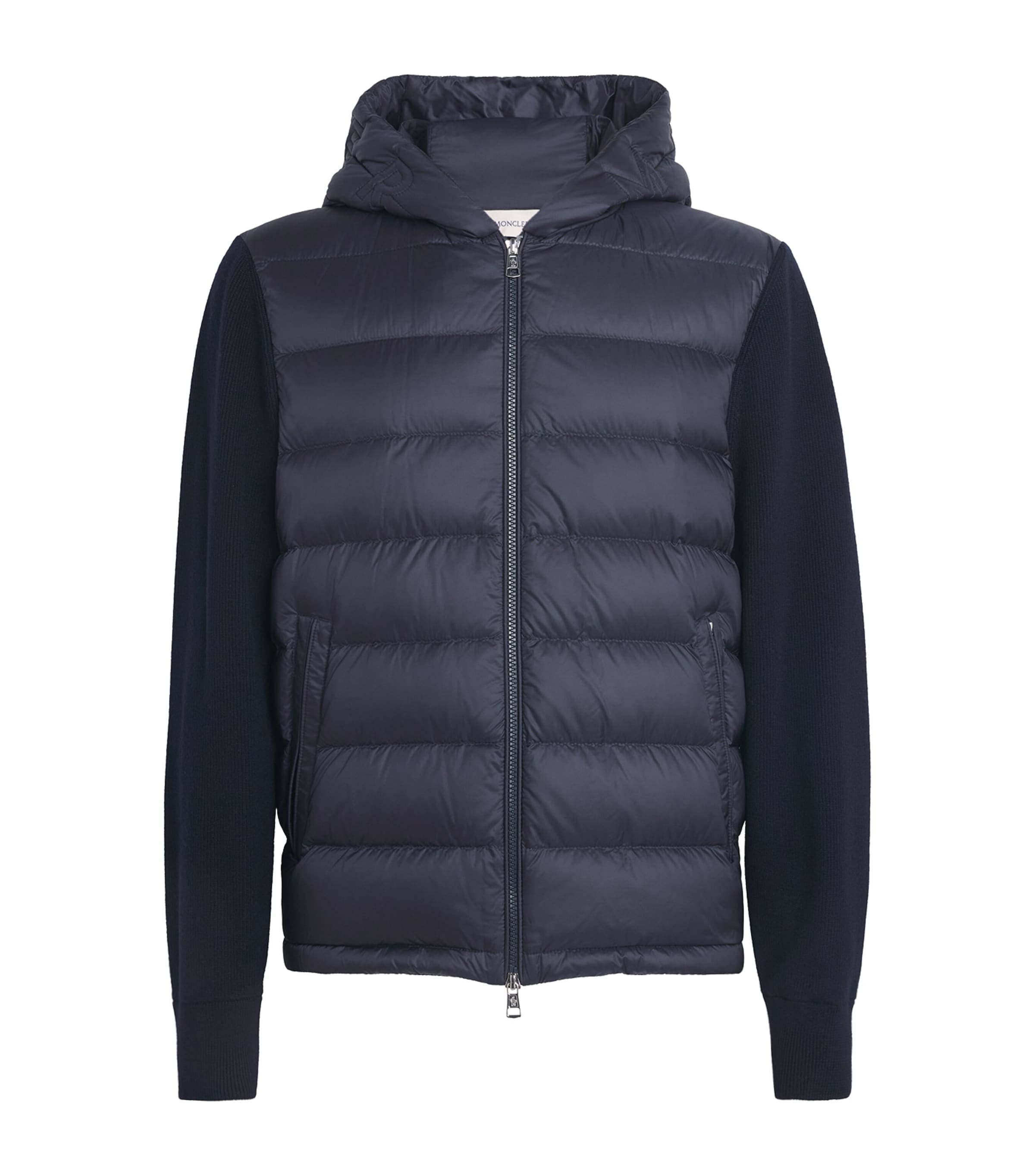 Virgin Wool Down-Front Hoodie