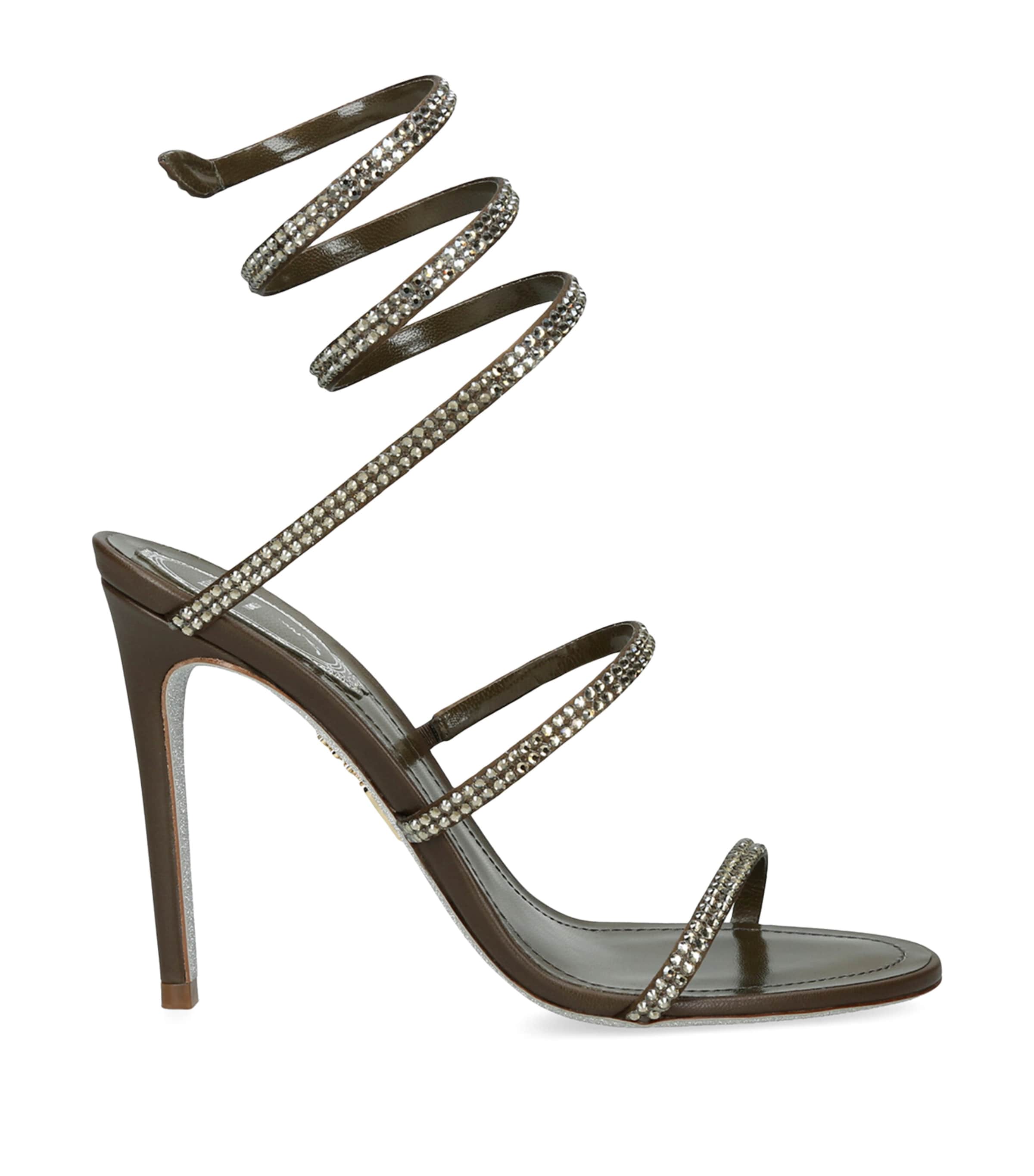 Leather Crystal-Embellished Cleo Sandals 105