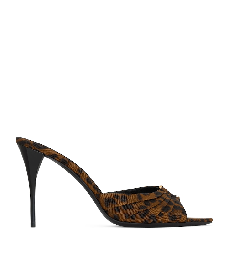 Saint Laurent Leopard Print Leather Babylone Sandals 90