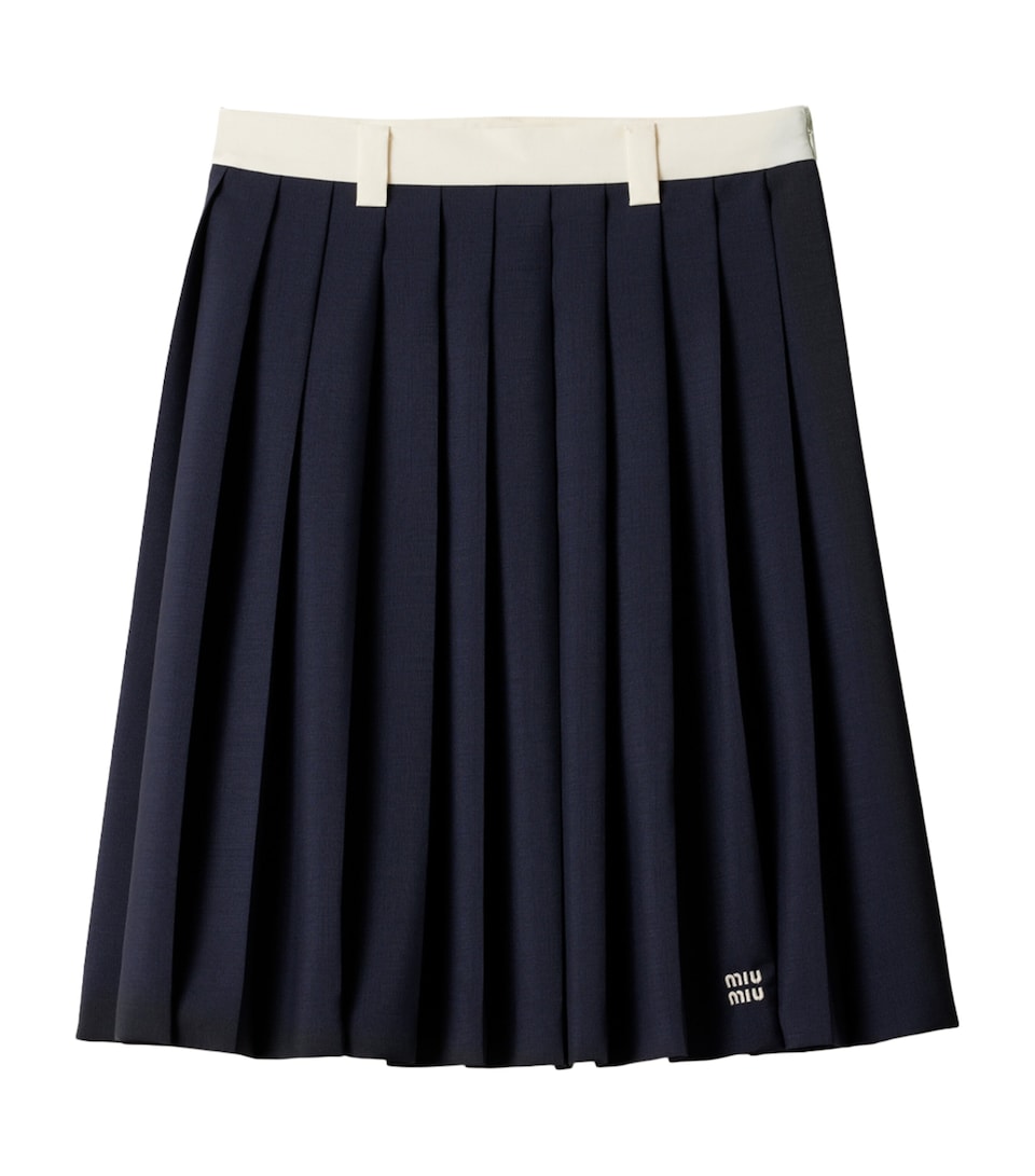Mohair-Wool Blend Pleated Midi Skirt