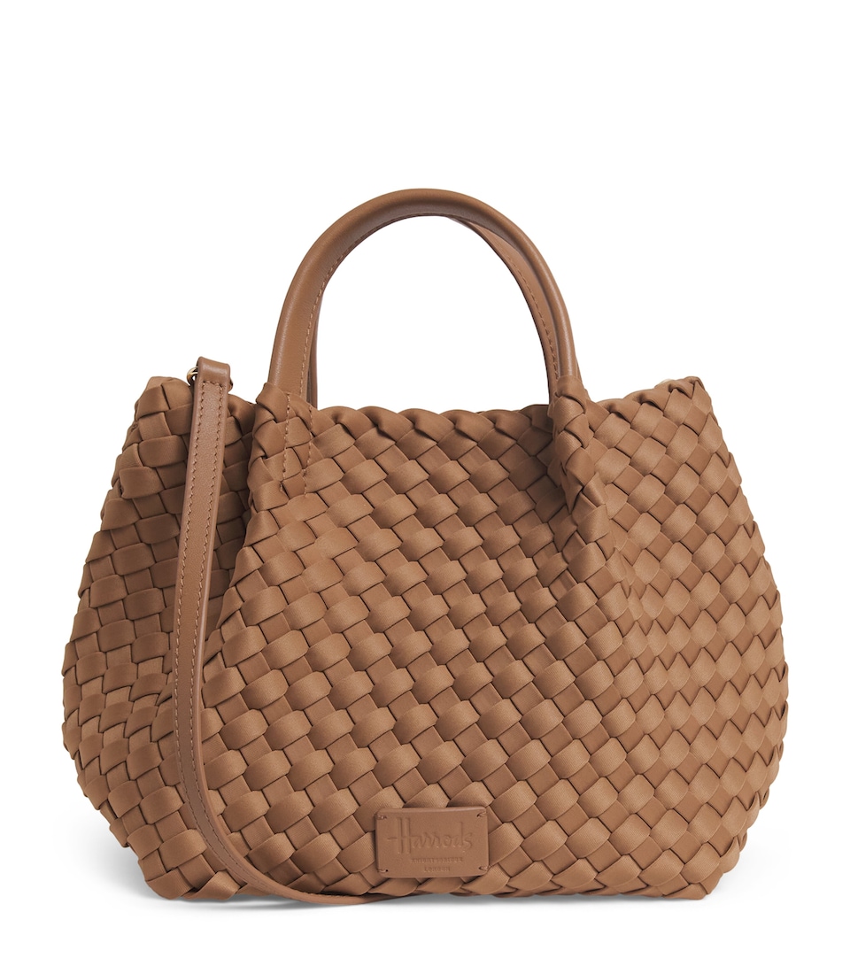 Harrods Mini Neoprene Woven Tote Bag Brown