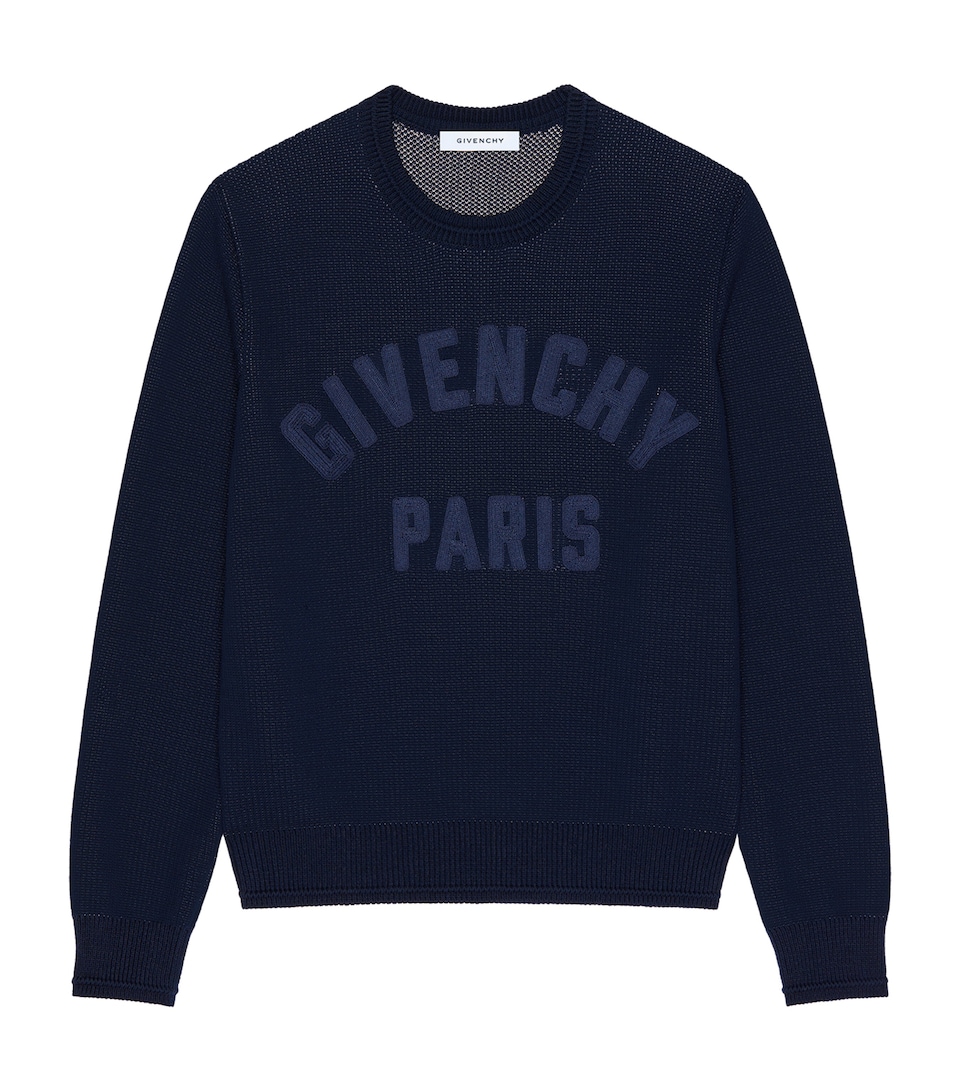 Givenchy Mens Cotton Embroidered Sweater Dark Navy