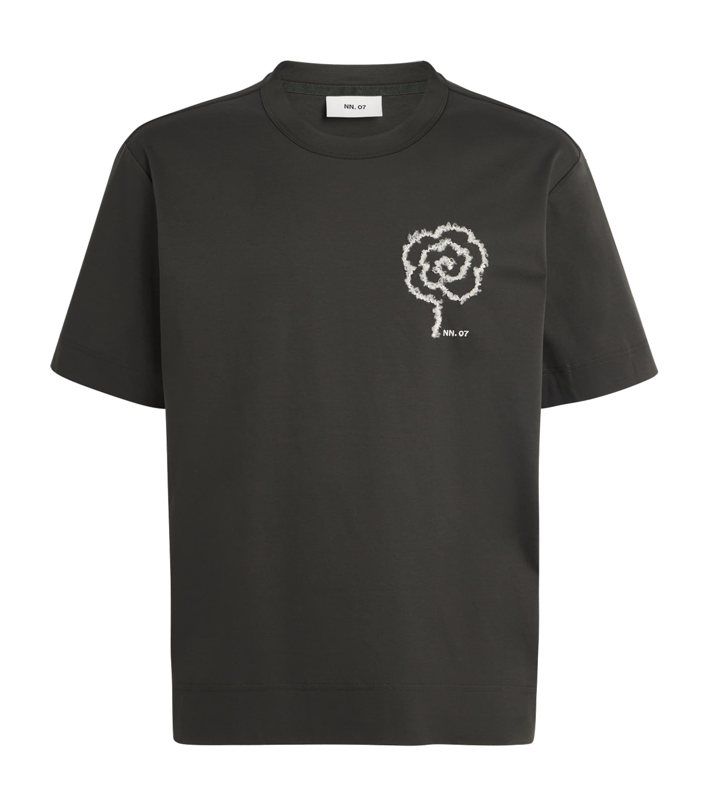 NN.07 Mens Organic Cotton Embroidered Pedro T-Shirt Dark Army