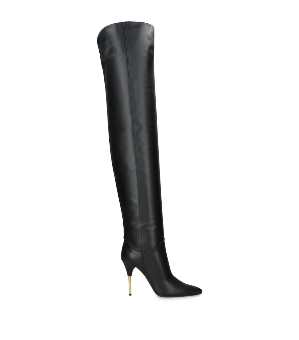 Valentino Garavani Leather Over-The-Knee Boots 105 Black