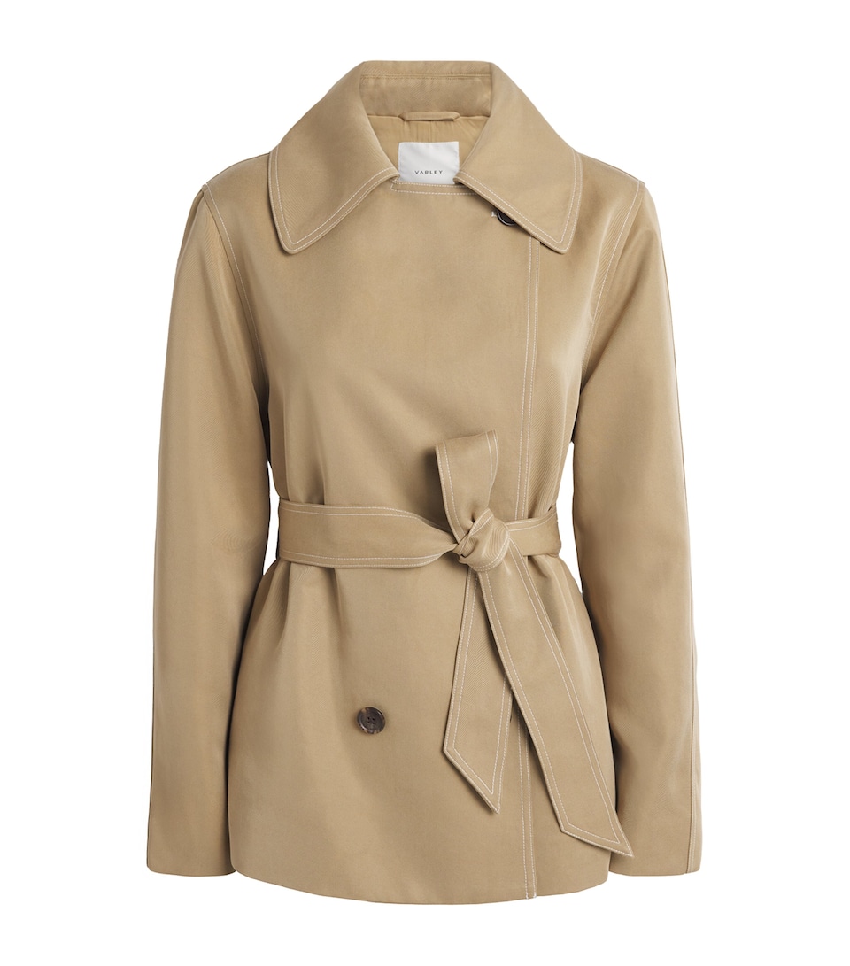 Varley Womens Short Maddox Trench Coat Light Tan
