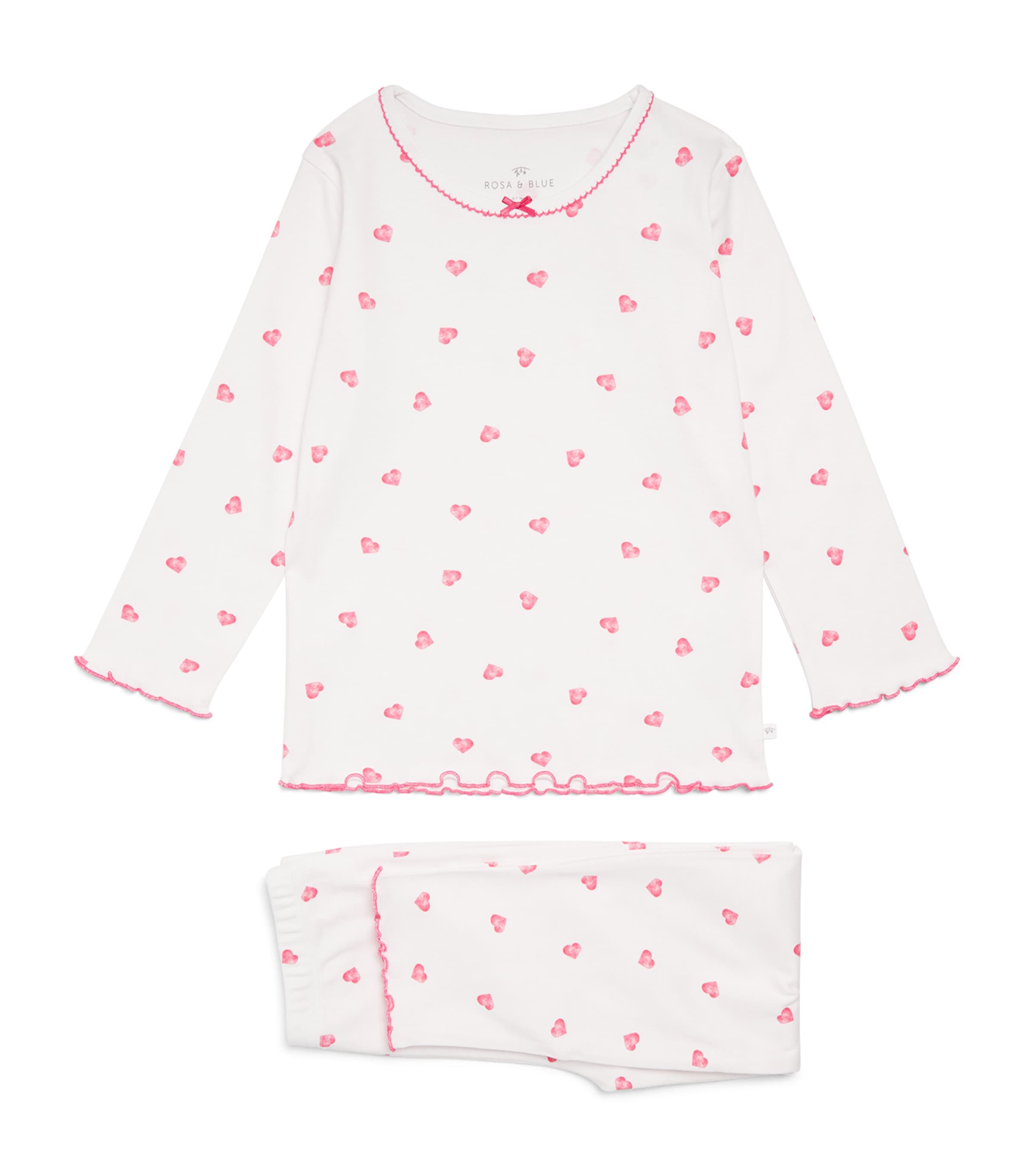 Rosa & Blue Bamboo-Organic Cotton Hearts Pyjama Set (6-7 Years) Heart