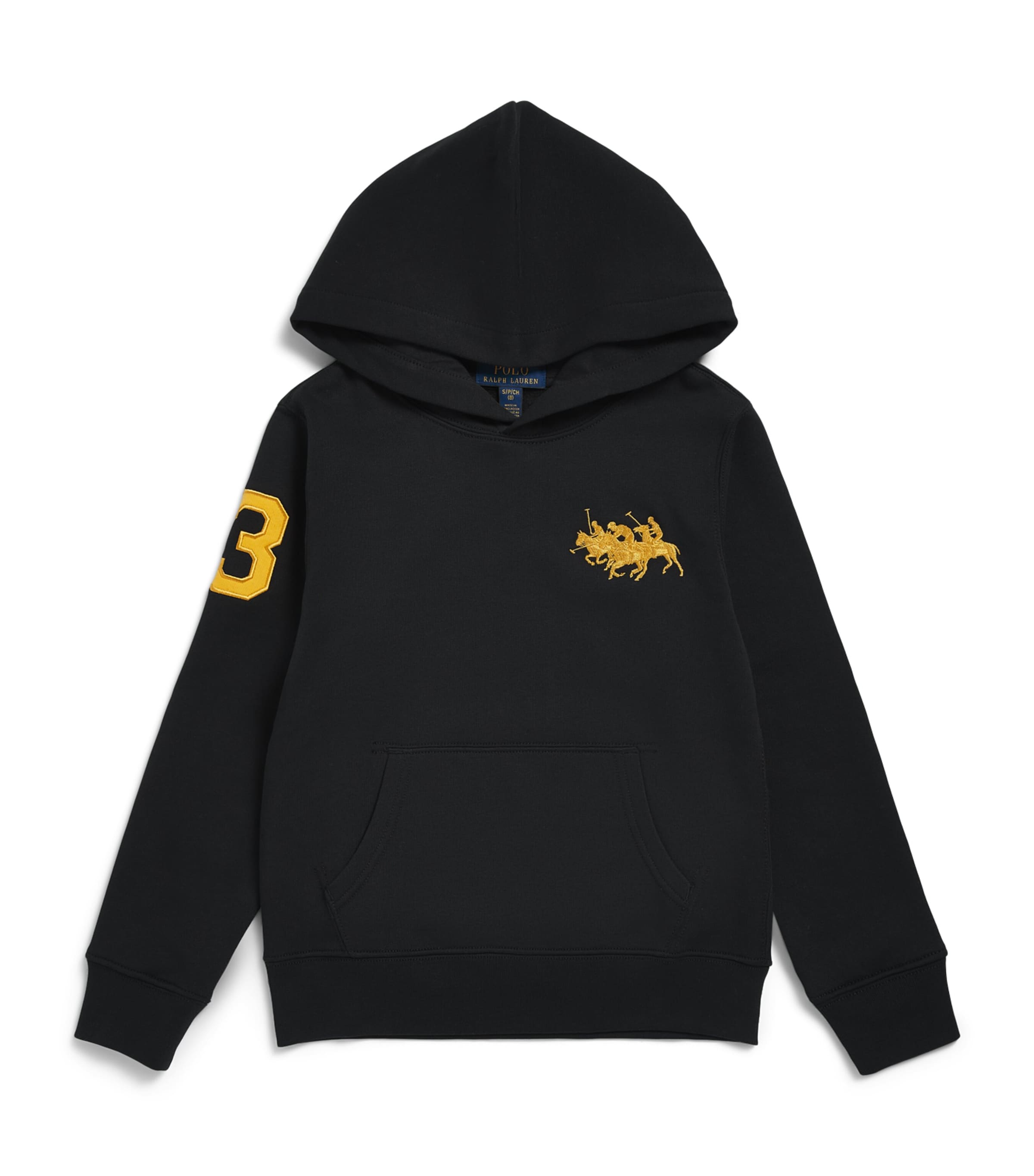Ralph Lauren Kids Fleece Triple-Pony Hoodie (6-14 Years) Polo Black
