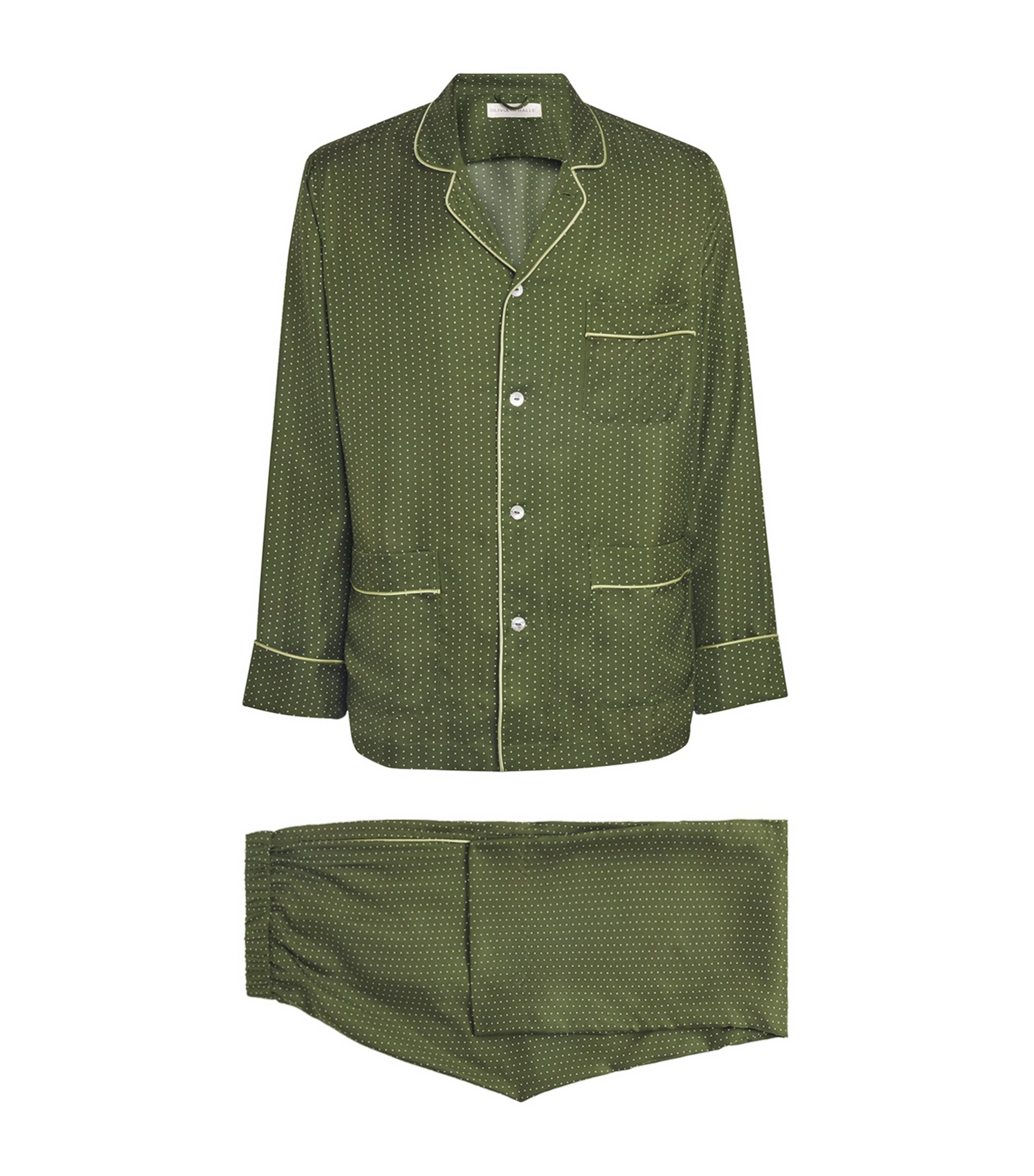 Olivia von Halle Mens Silk Twill Polka Dot Laurent Pyjama Set Dorian
