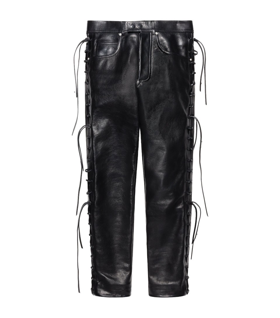 TOM FORD Mens Leather Laced Jeans Naa