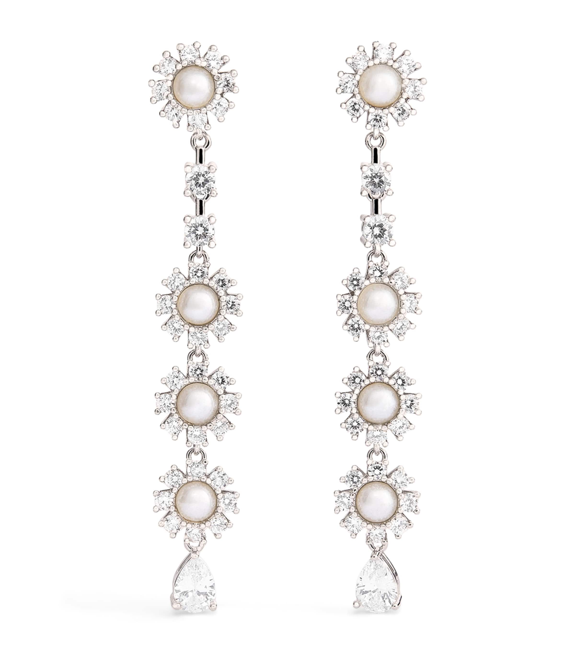 Crystal-Faux Pearl Drop Earrings