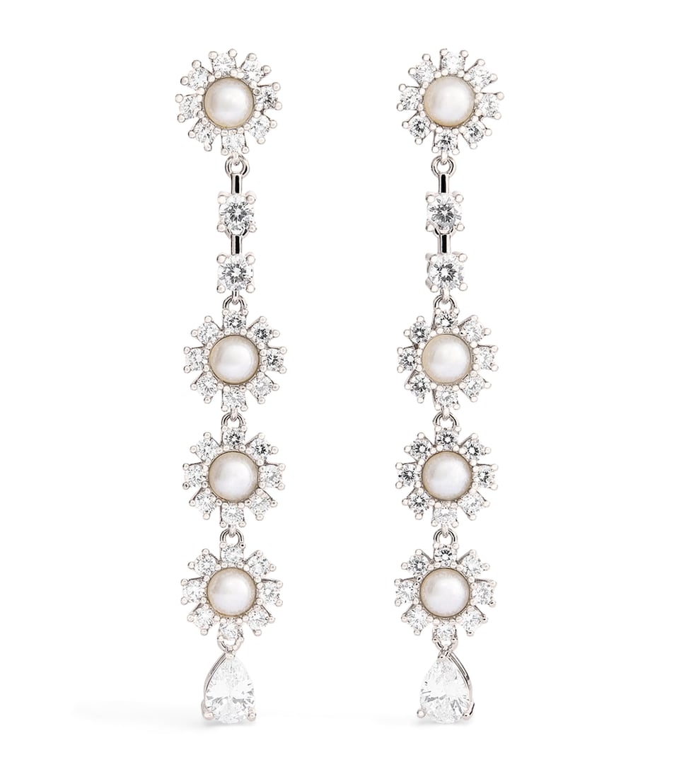 Crystal-Faux Pearl Drop Earrings