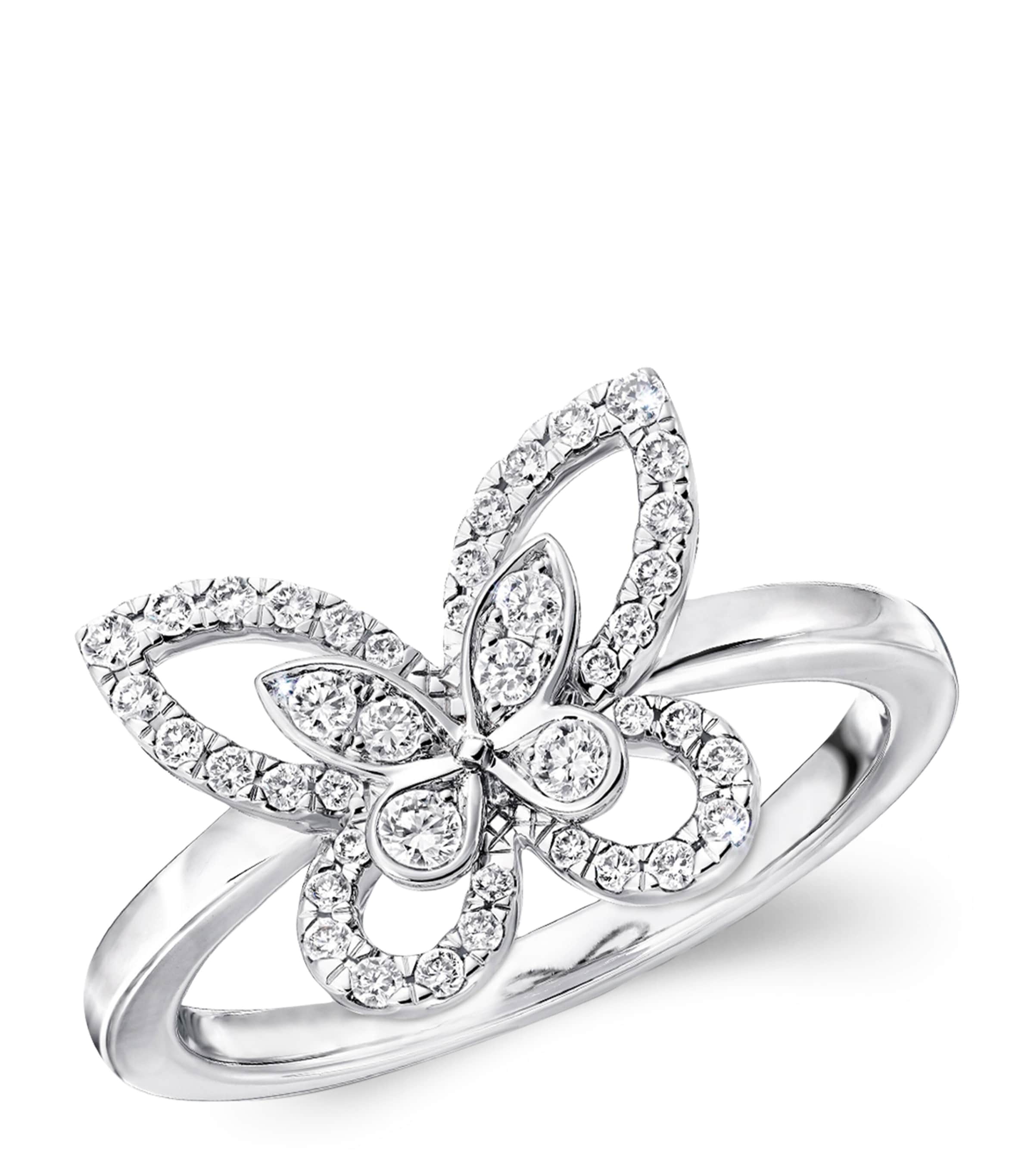 White Gold and Diamond Mini Butterfly Ring