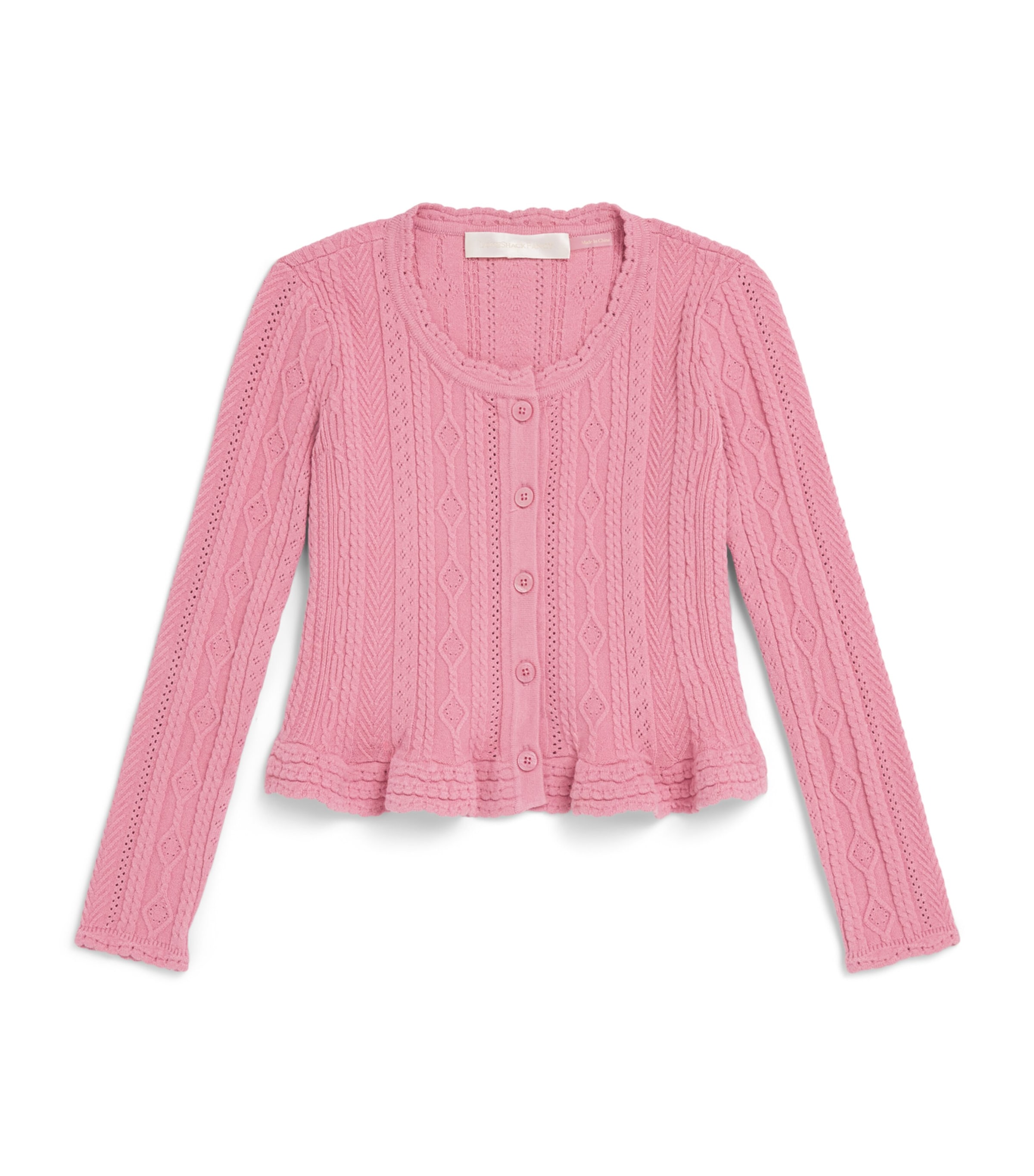 LoveShackFancy Pointelle Orly Cardigan (7-14 Years) Peony Peony
