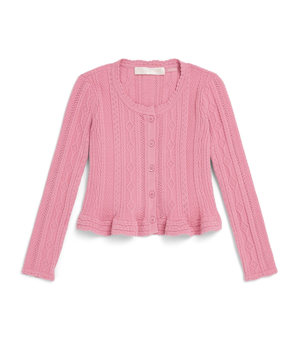 LoveShackFancy Pointelle Orly Cardigan (7-14 Years) Peony Peony