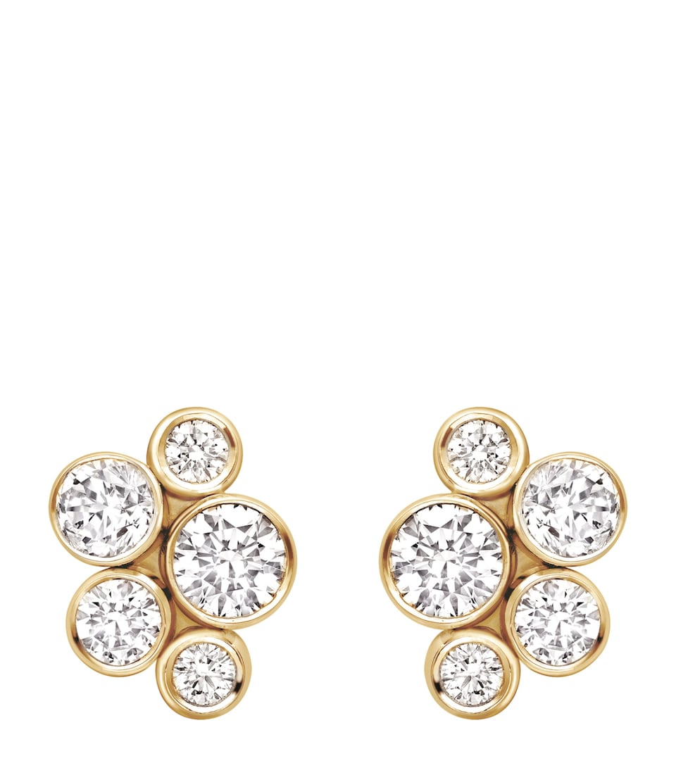 Yellow Gold and Diamond Raindance Cluster Stud Earrings