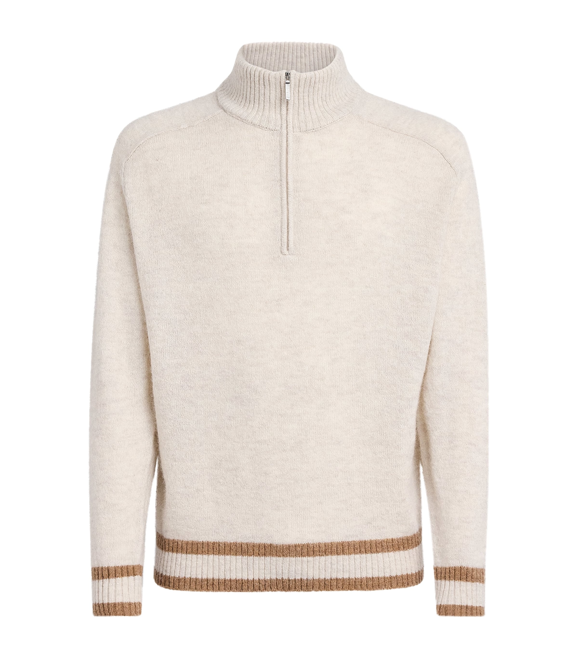 CHÉ Mens Wool-Blend Quarter-Zip Cillian Sweater Ecru