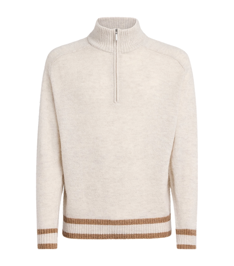 CHÉ Mens Wool-Blend Quarter-Zip Cillian Sweater Ecru