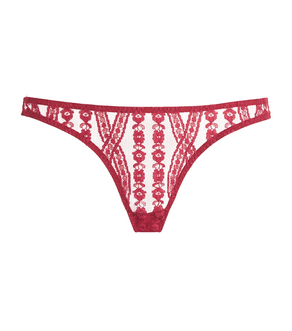 Coco De Mer Womens Lace Renata Brazilian Briefs Ruby