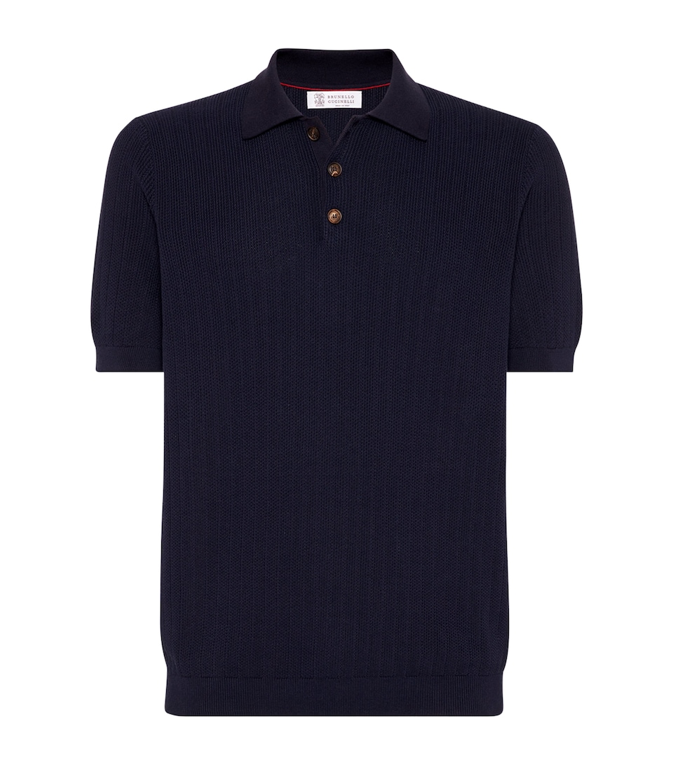 Cotton RIb-Knit Polo Sweater