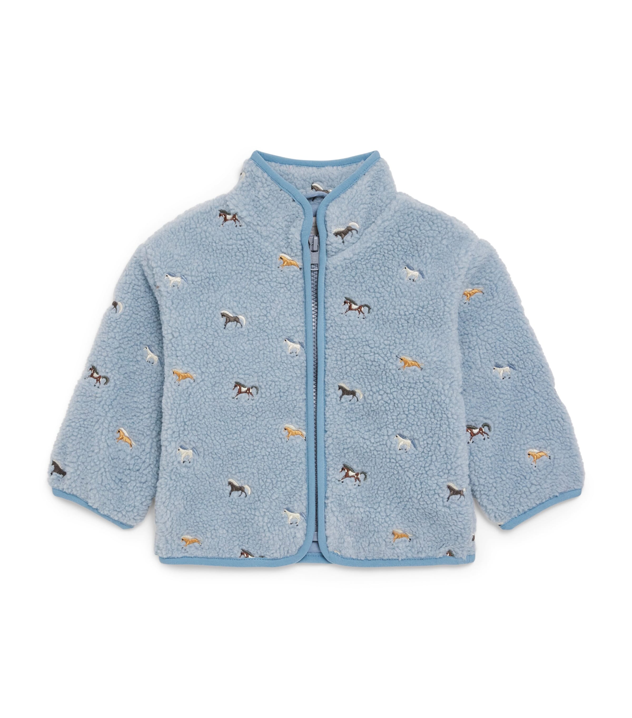 Stella McCartney Kids Fleece Horse Jacket (3-36 Months) Avio/embroidery