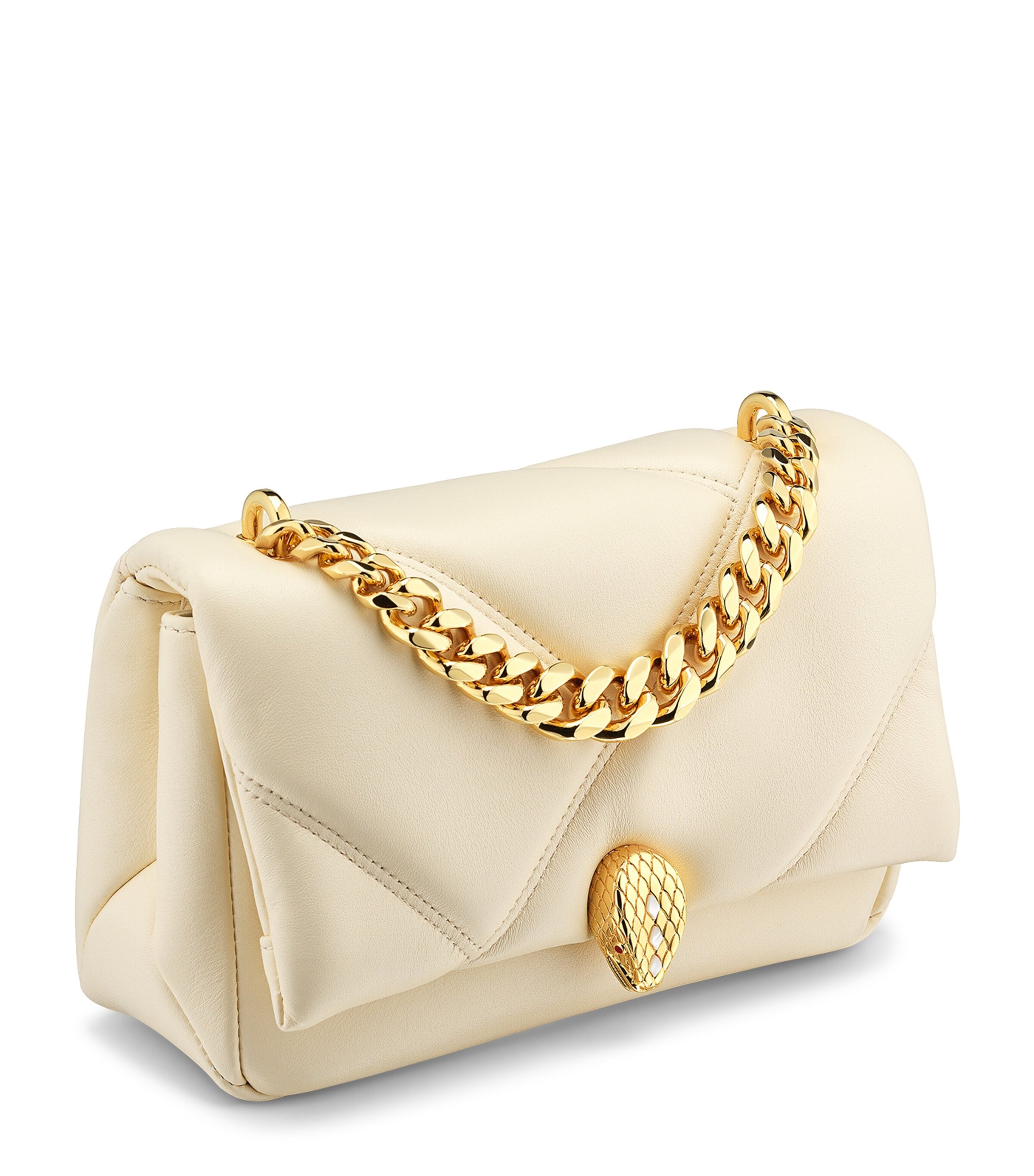 Bvlgari Mini Serpenti Cabochon Cross-Body Bag White