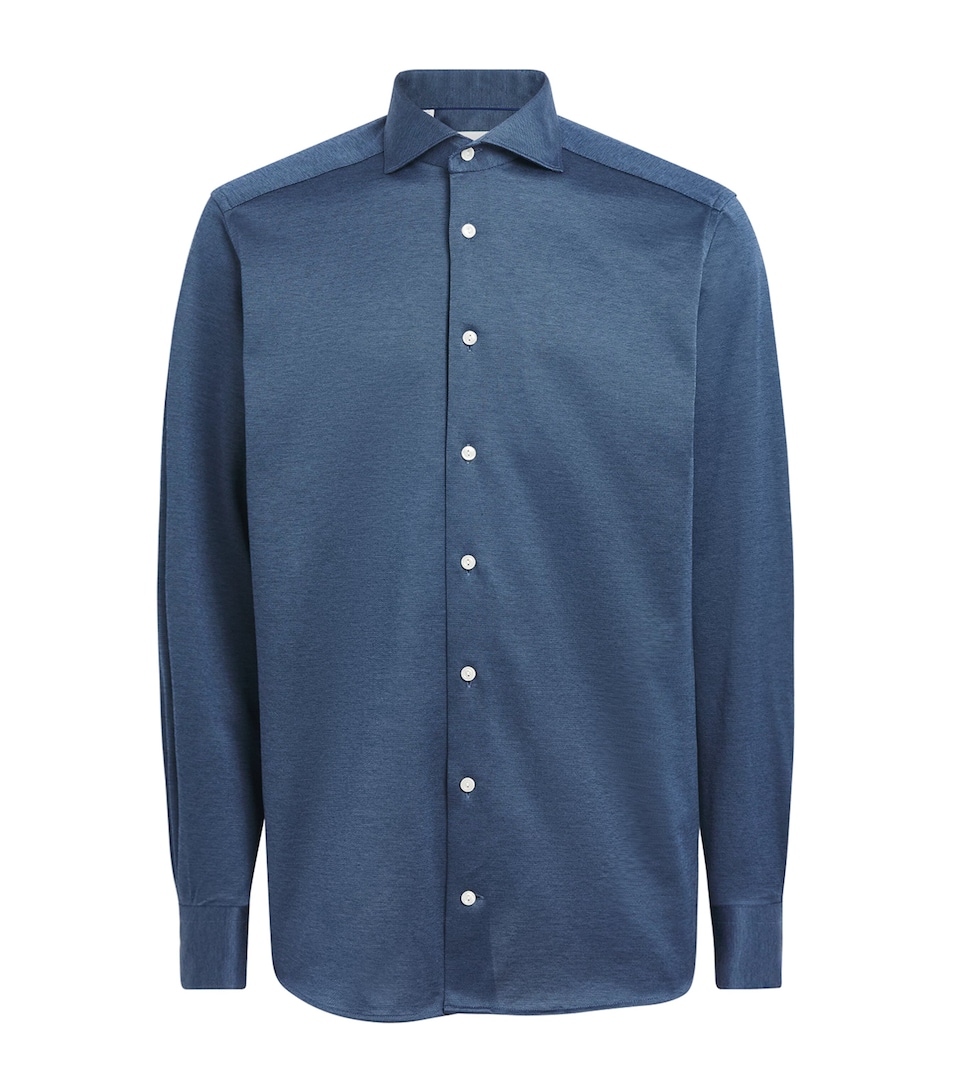 Eton Mens Cotton Filo di Scozia Contemporary Fit Shirt Blue