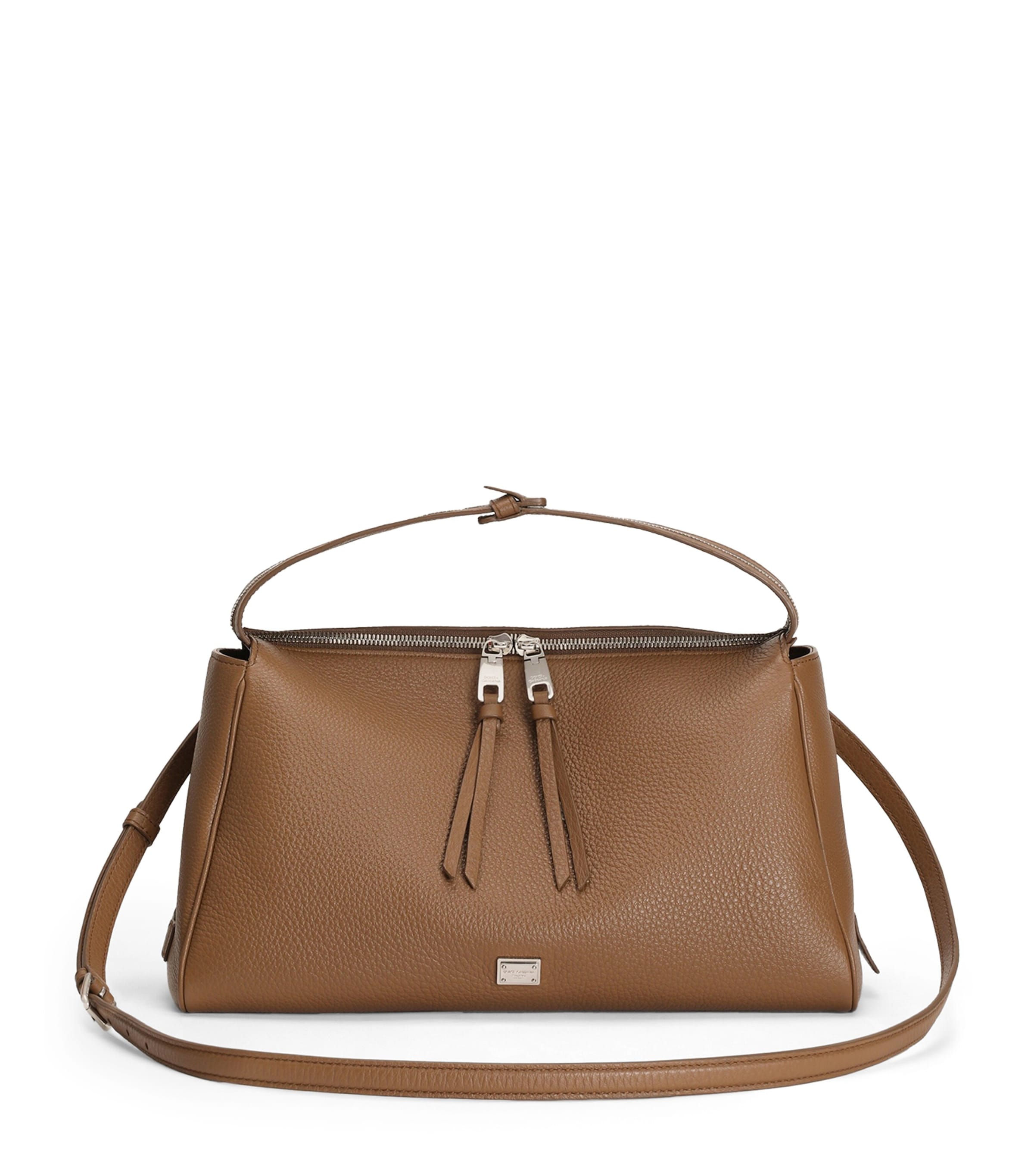 Dolce&Gabbana Calfskin Vittoria Shoulder Bag Caramello