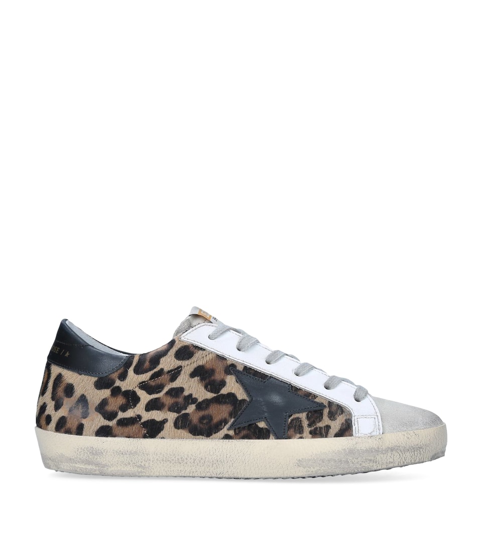 Golden Goose Leather Leopard Print Superstar Sneakers Dk.brn Com