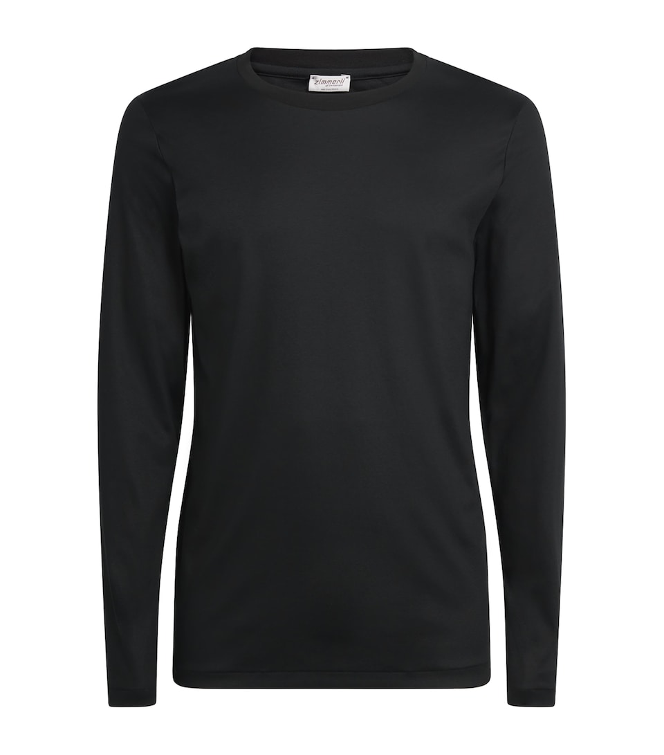 Zimmerli Mens 286 Sea Island Long-Sleeve T-Shirt Black
