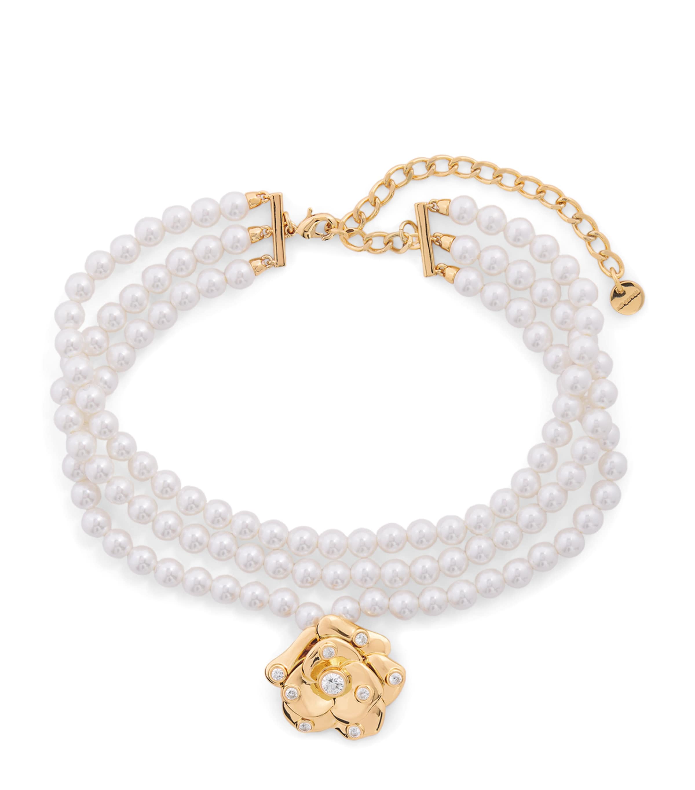 Faux Pearl Flower Choker