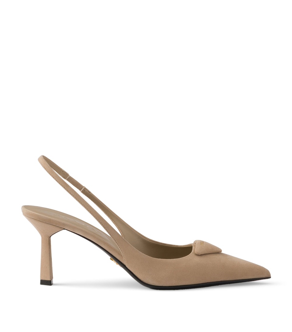Prada Suede Slingback Pumps 75 Neutral