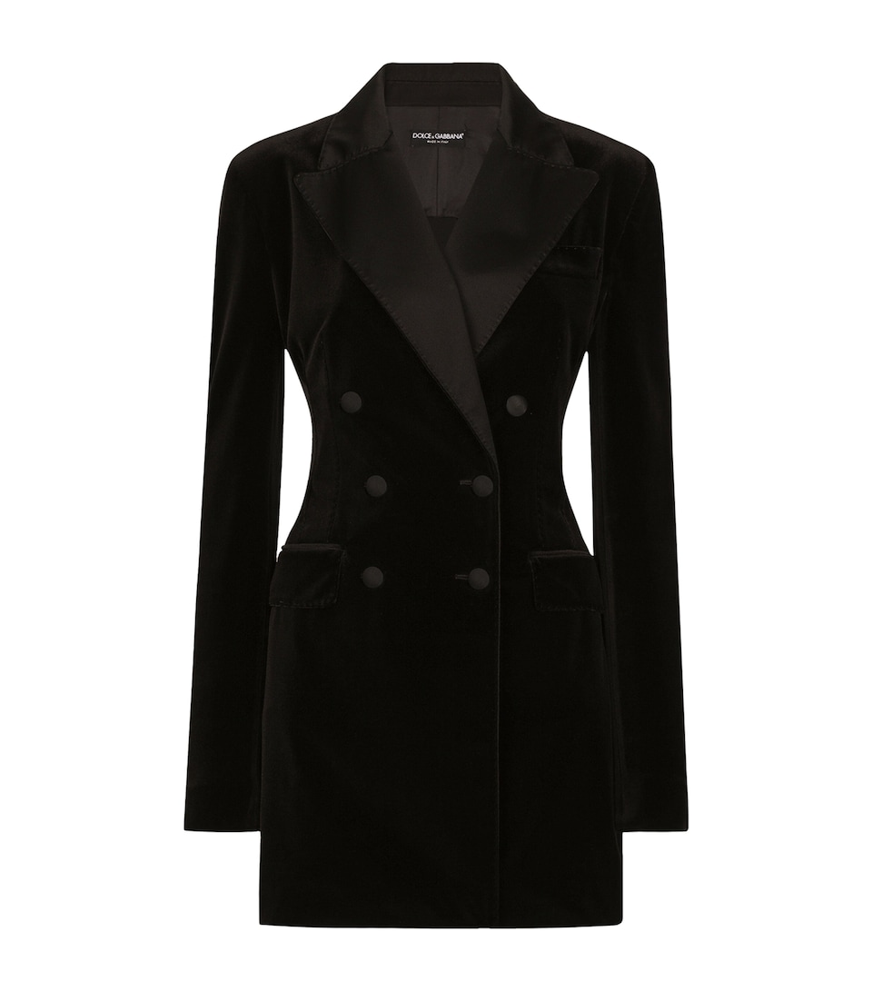 Dolce&Gabbana Womens Velvet Double-Breasted Blazer Black
