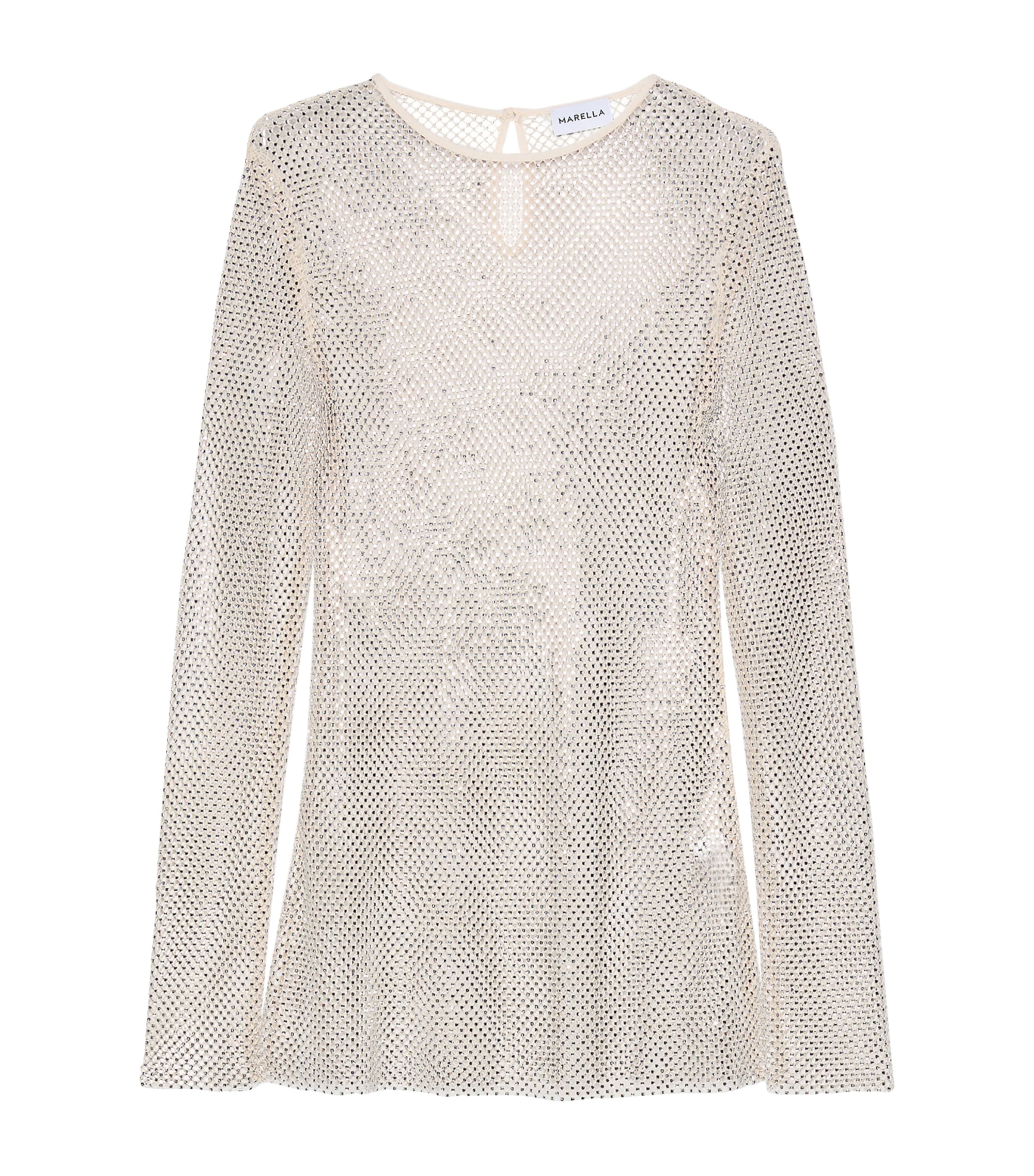 Marella Womens Mesh Embellished T-Shirt Ice