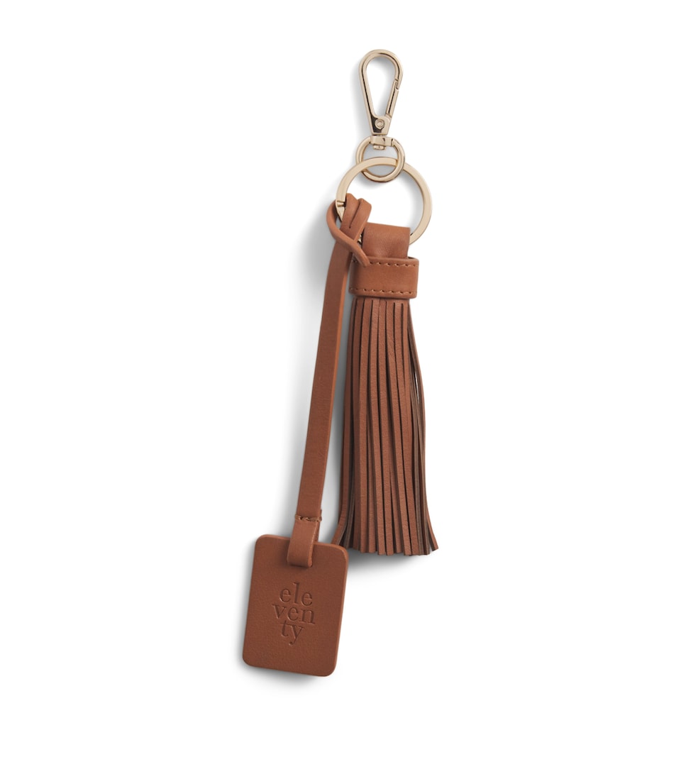 Eleventy Calfskin Fringed Keyring Cammello