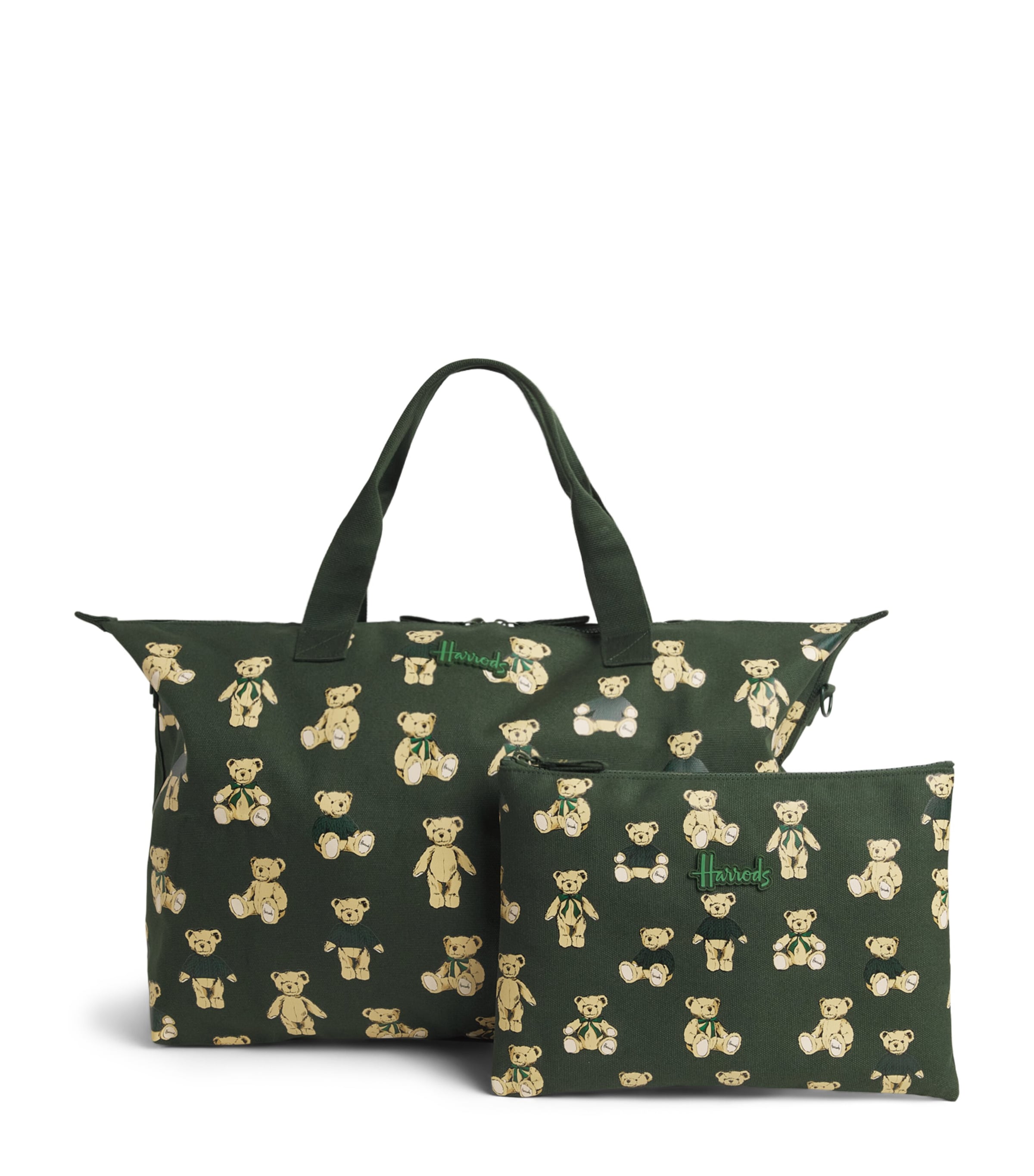Harrods Henry Bear Packable Overnight Tote Bag Harrods Green