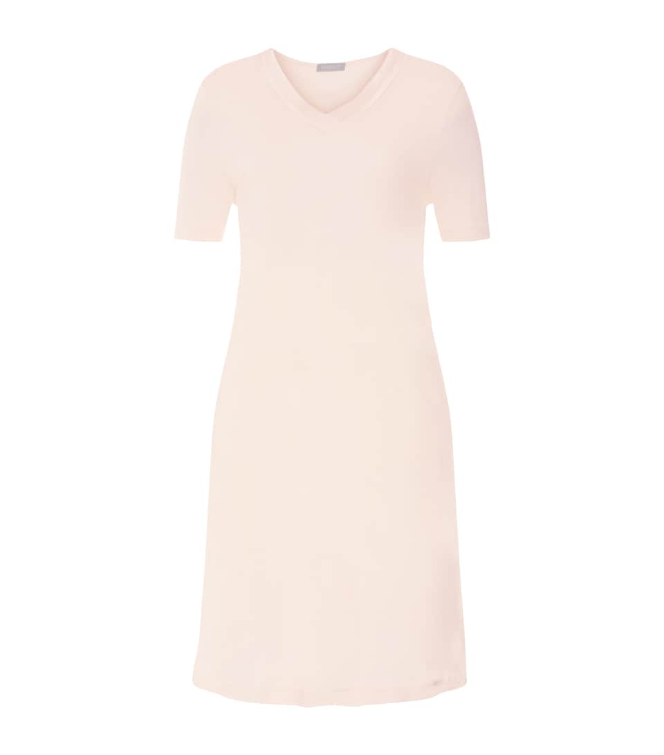 Hanro Womens Tyra Short-Sleeve Nightdress Creamy Glass