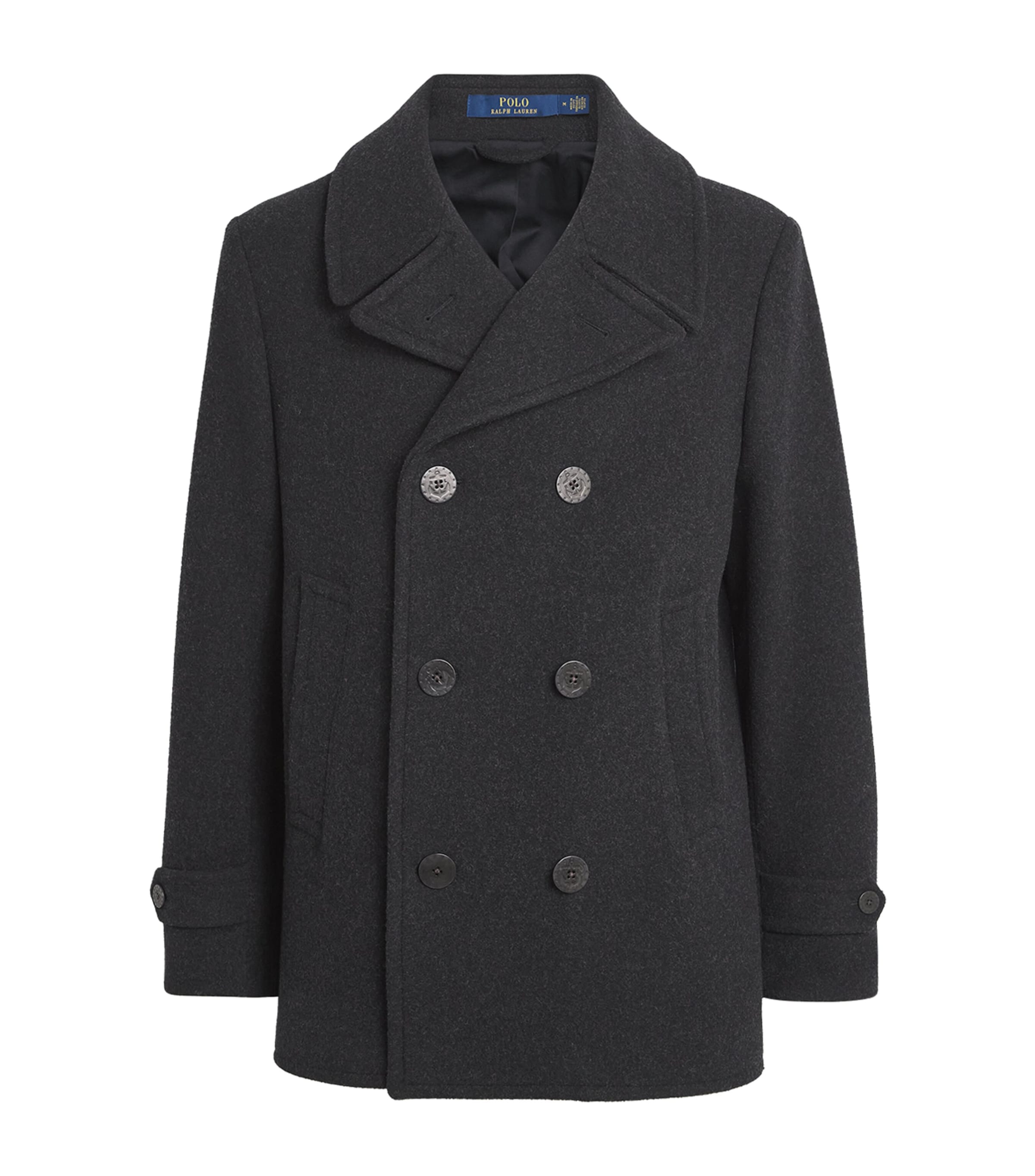 Polo Ralph Lauren Mens Wool-Blend Pea Coat Charcoal