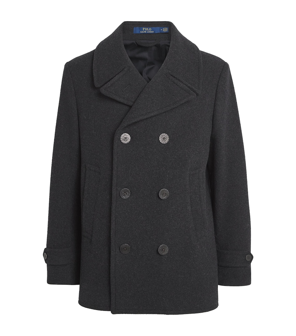 Polo Ralph Lauren Mens Wool-Blend Pea Coat Charcoal