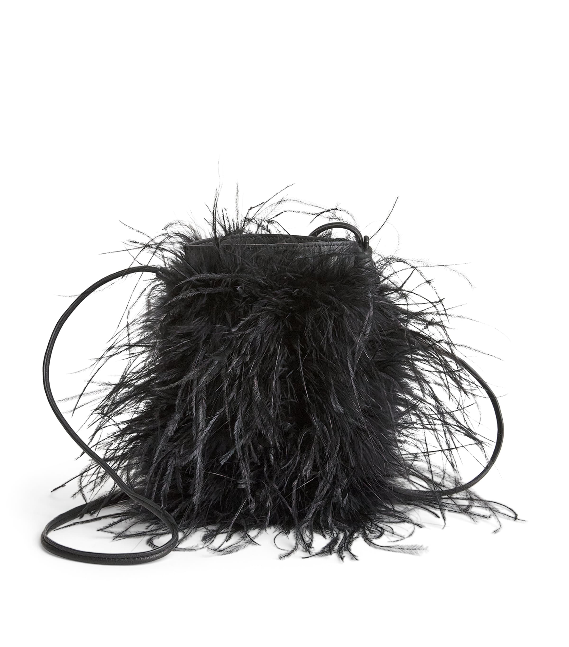 Yves Salomon Leather-Ostrich Feather Cross-Body Bag