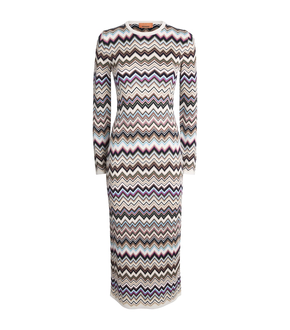 Missoni Womens Chevron Knit Midi Dress Smsplmtcl Bl,fsa,ntl