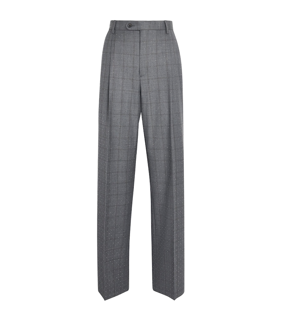 Sandro Paris Womens Wool Rhinestone Straight Trousers Dark Grey